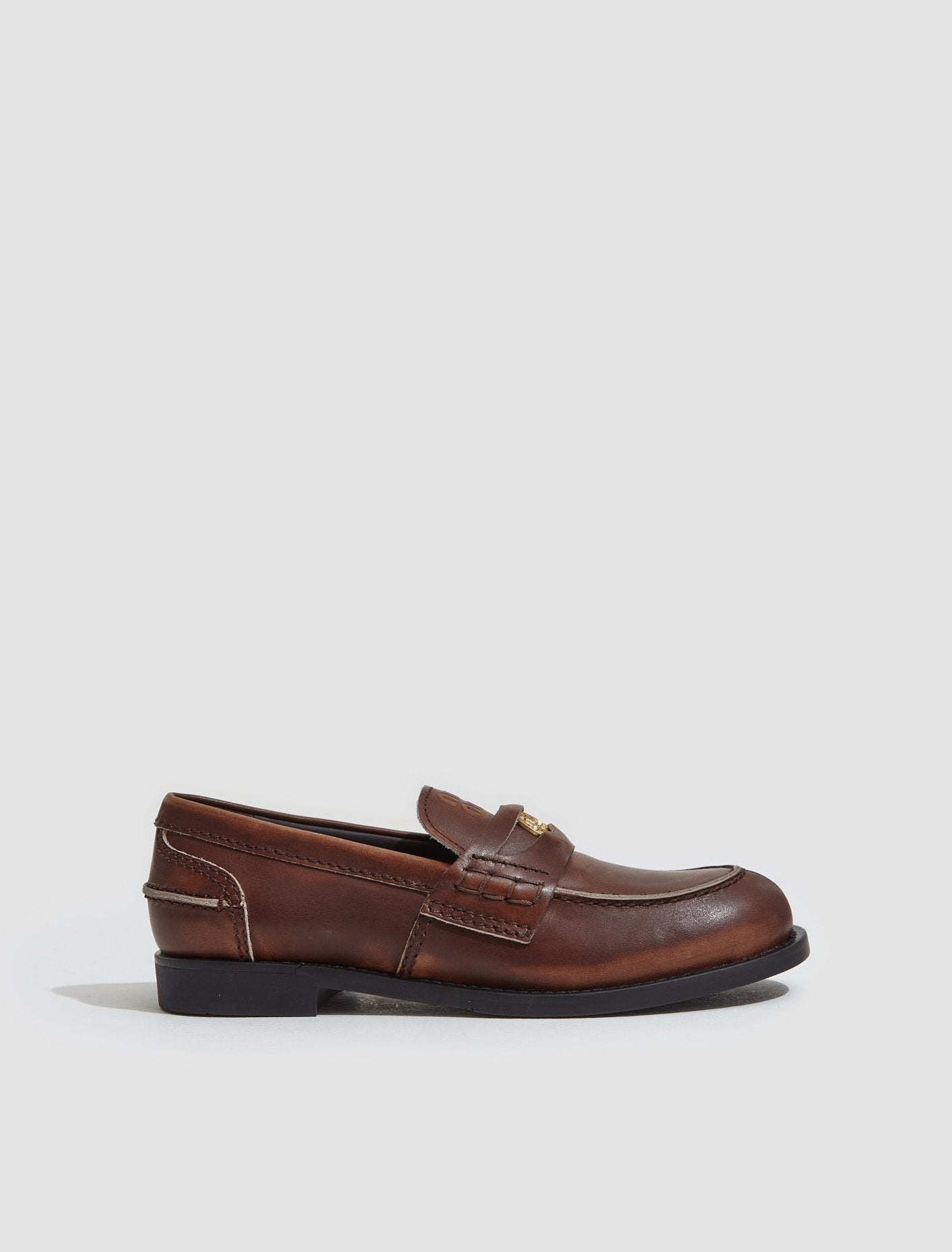 Leather Penny Loafers in Brown