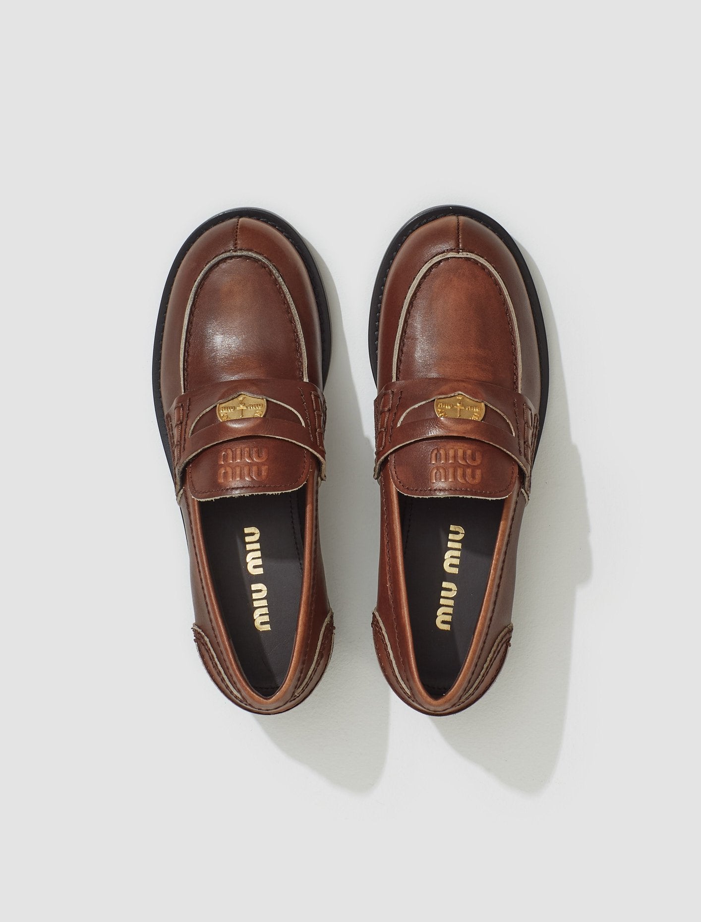 Leather Penny Loafers in Brown