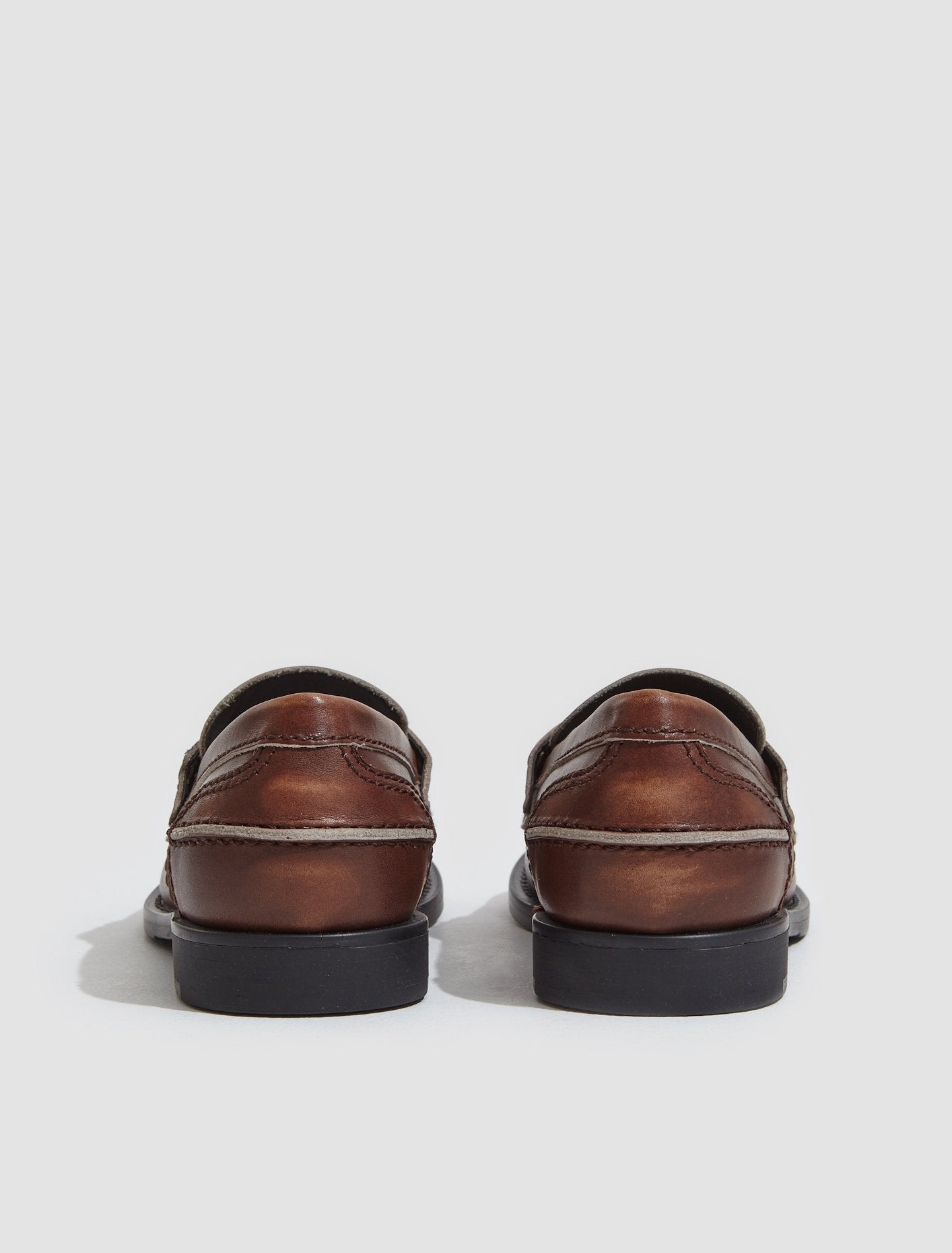 Leather Penny Loafers in Brown