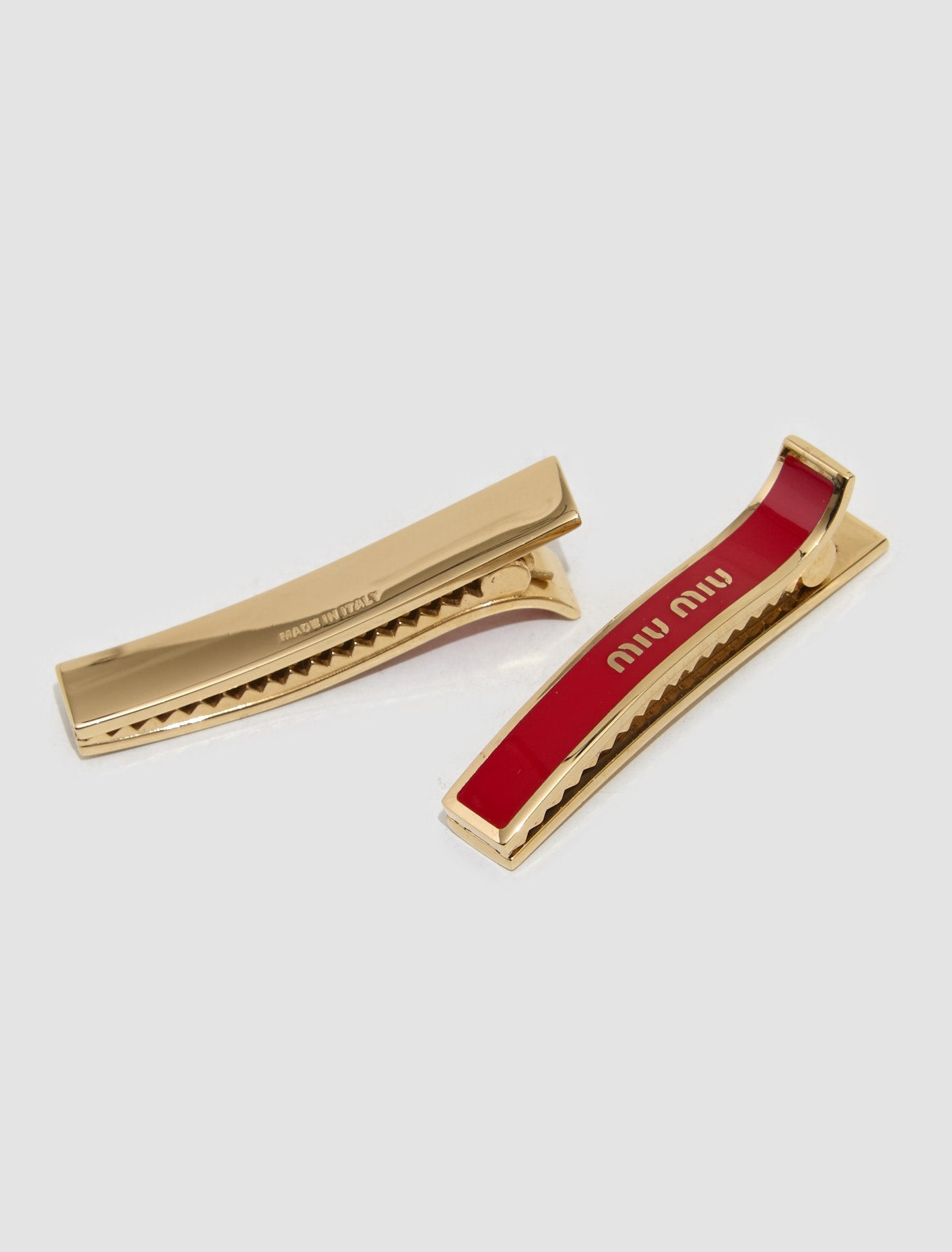 Enameled Metal Hair Clips in Red