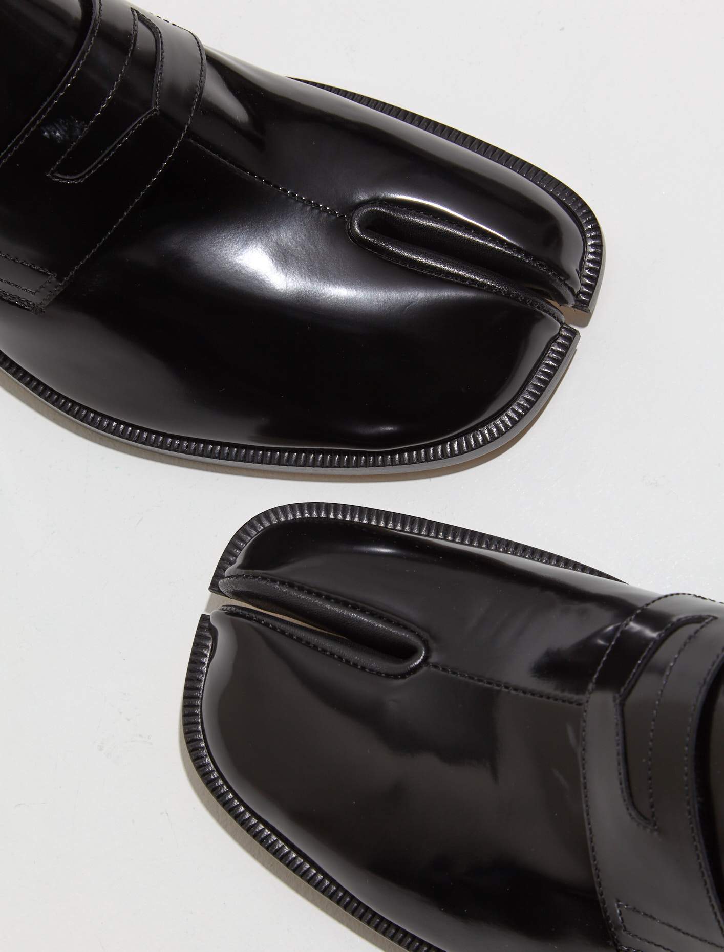 Tabi Brushed Leather Loafers in Black