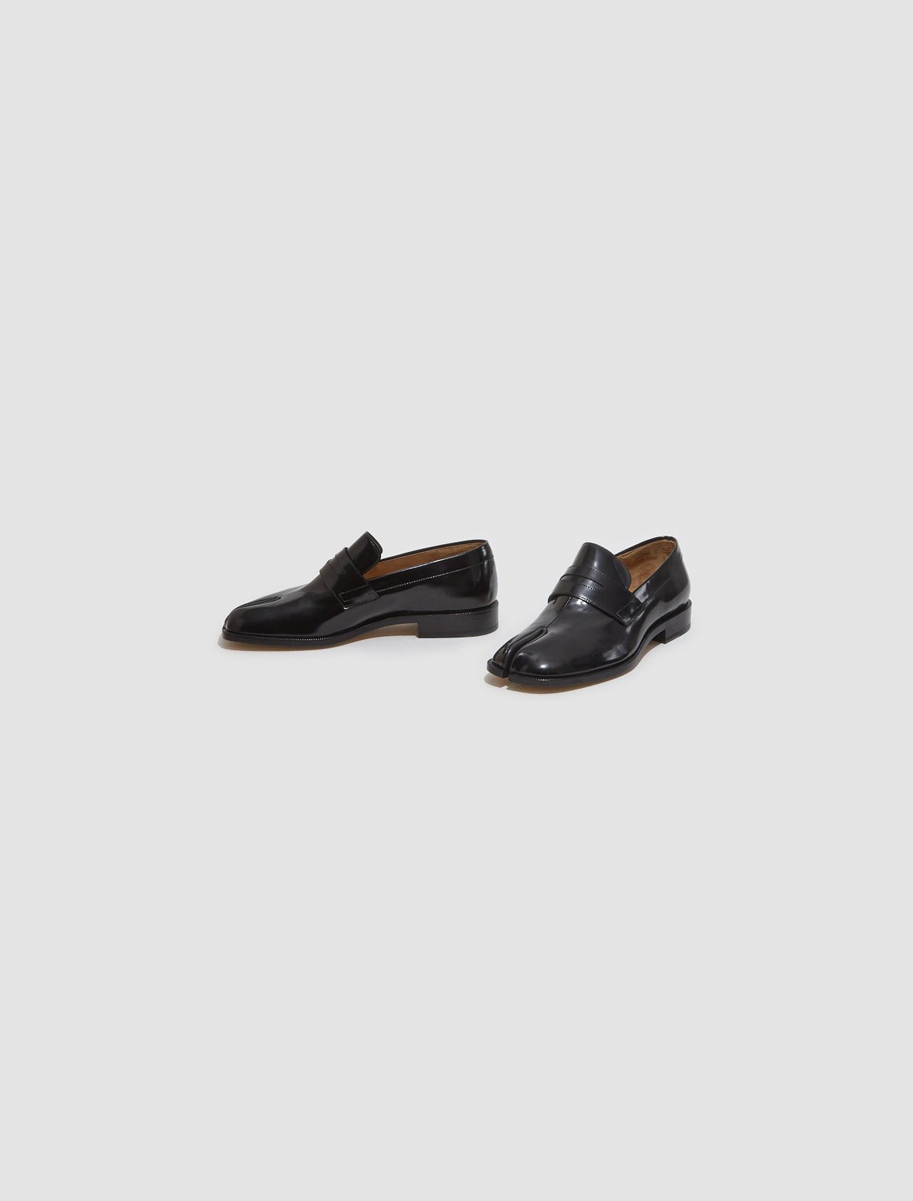 Tabi Brushed Leather Loafers in Black