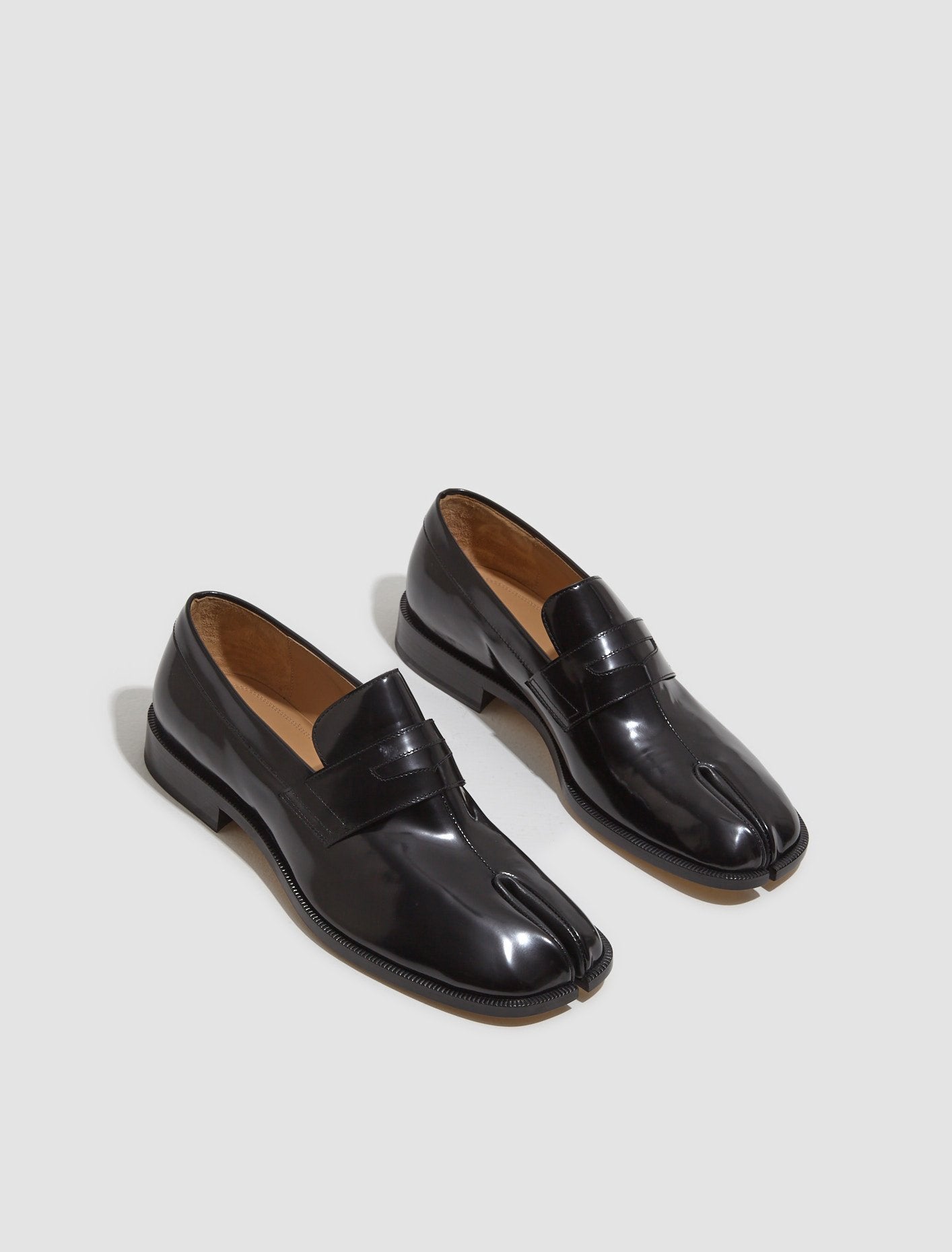 Tabi Brushed Leather Loafers in Black