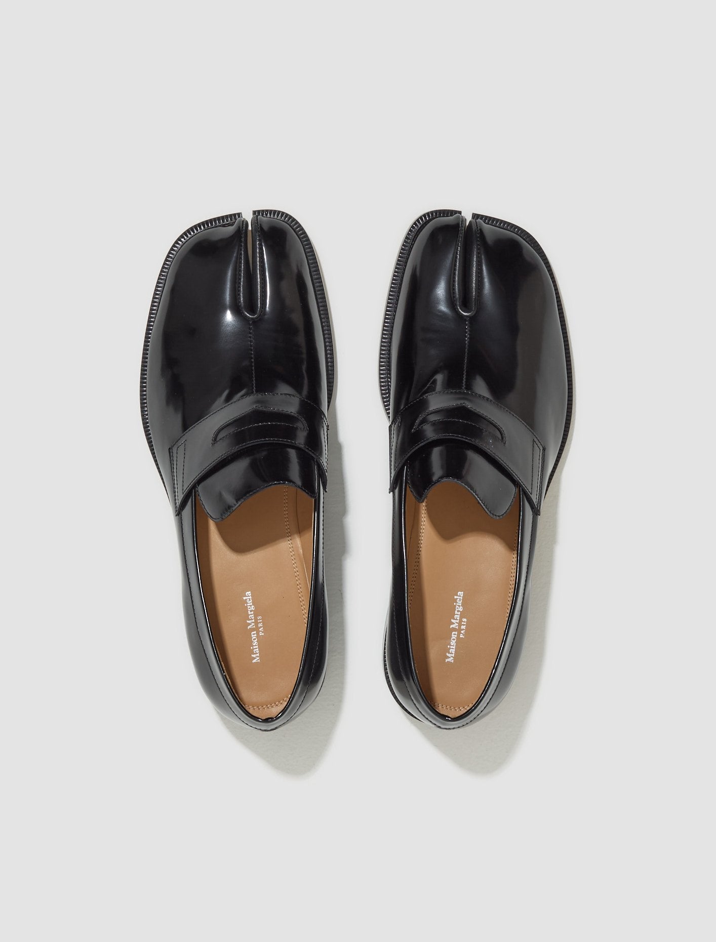 Tabi Brushed Leather Loafers in Black