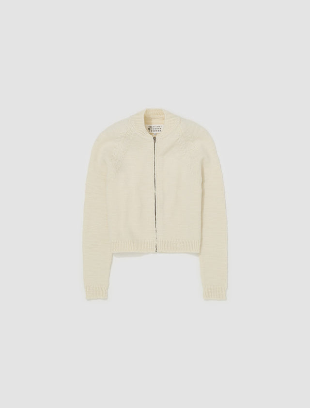 Zip-Up Cardigan in Off White