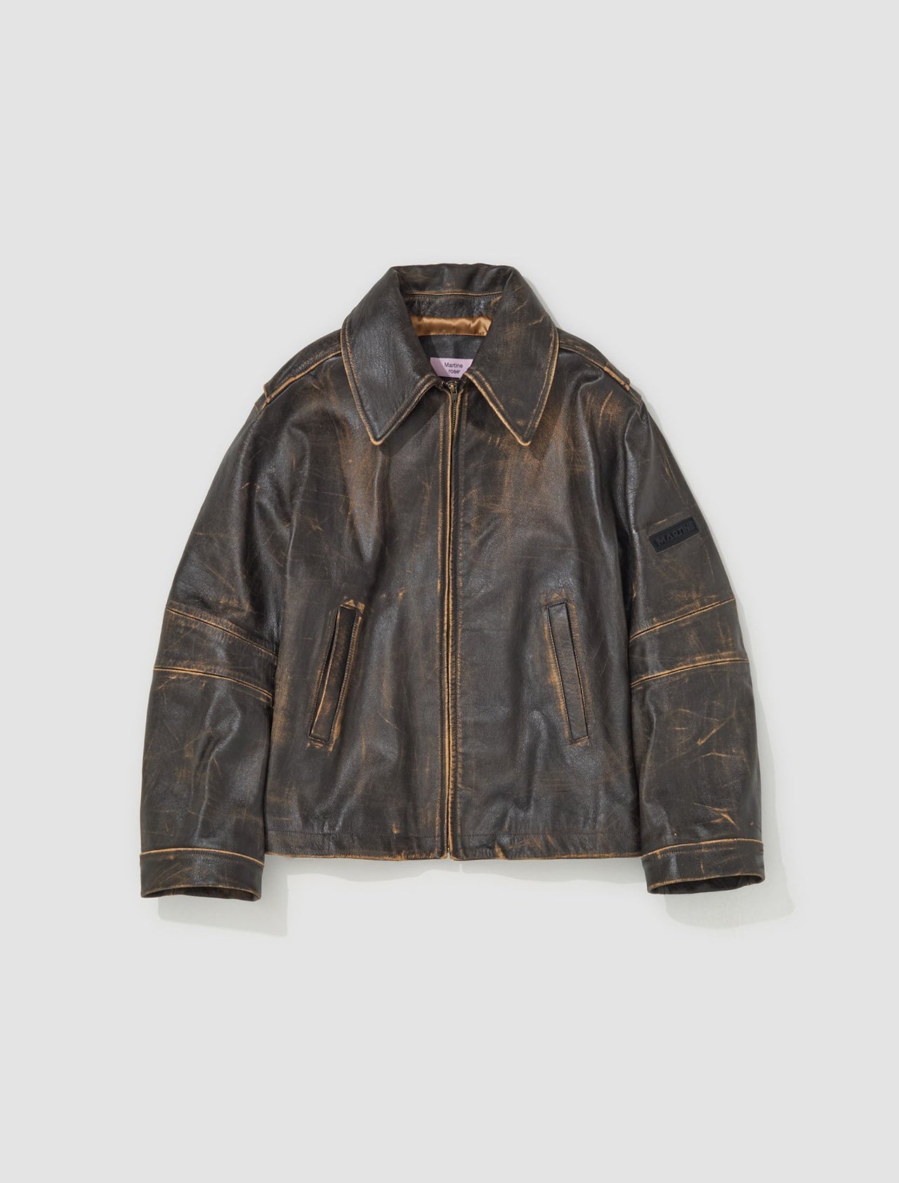 A-Line Leather Jacket in Brown Sunbleach