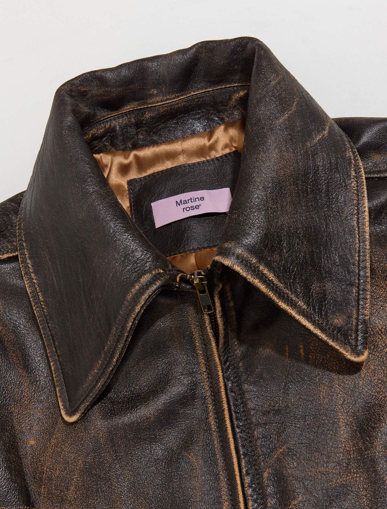 A-Line Leather Jacket in Brown Sunbleach