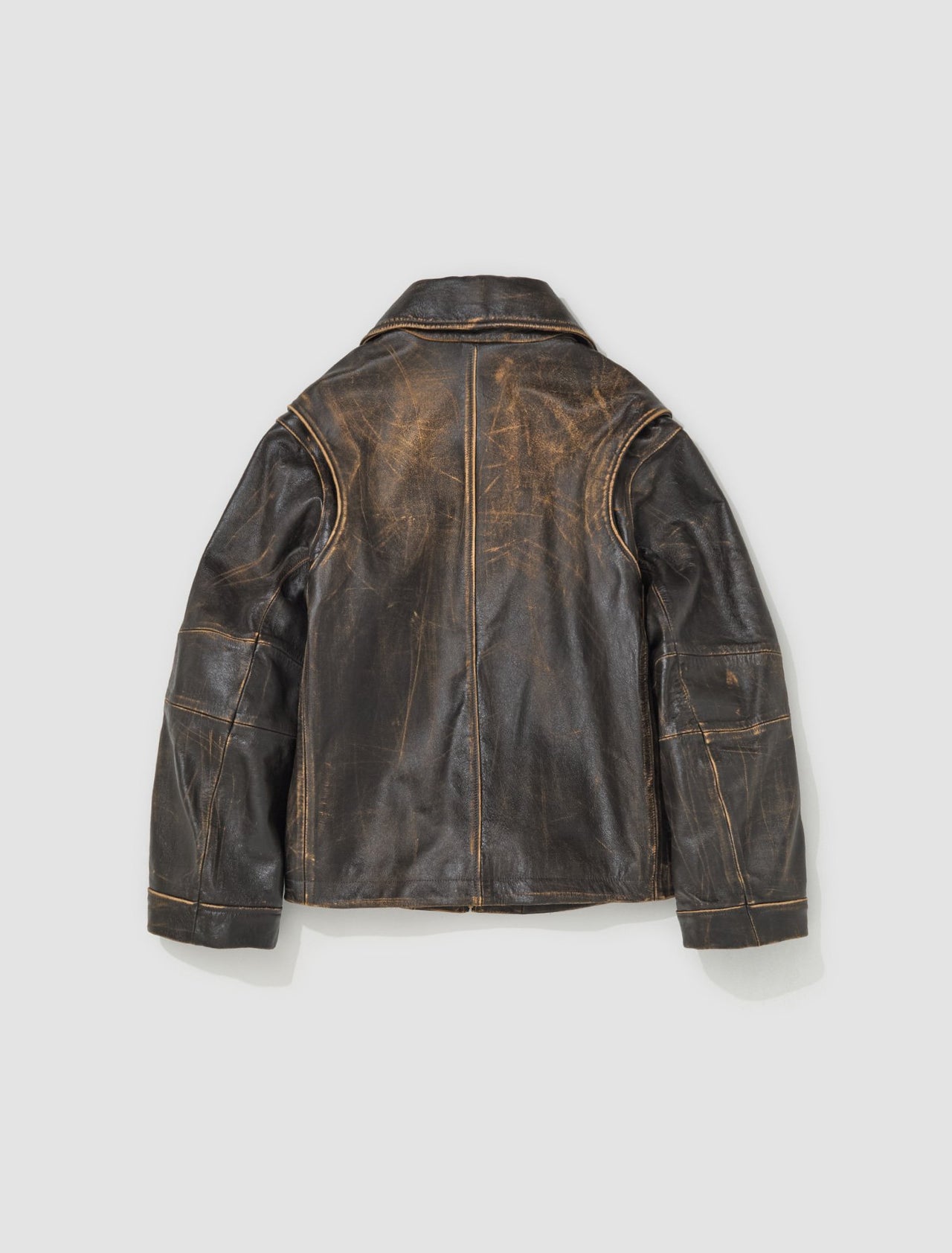 A-Line Leather Jacket in Brown Sunbleach