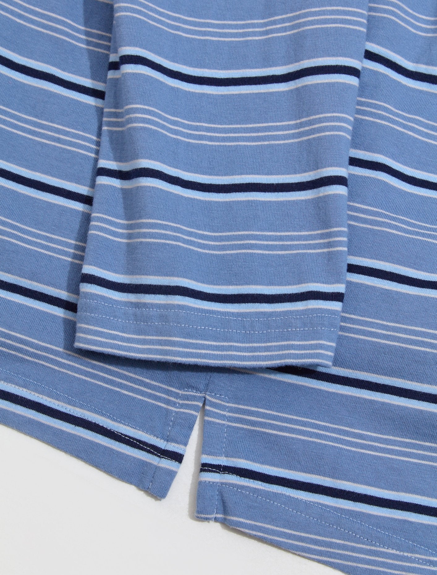 Pulled Neck Polo in Blue Stripe