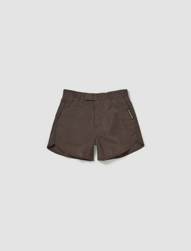 Tailored Gym Short in Brown Houndstooth