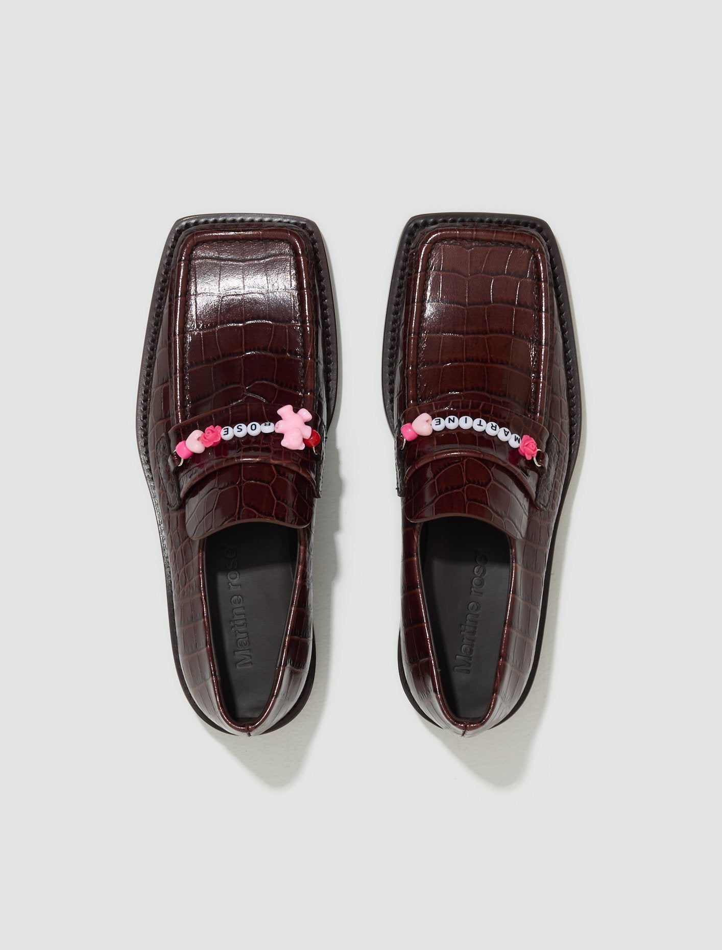 Beaded Square Toe Loafer in Brown
