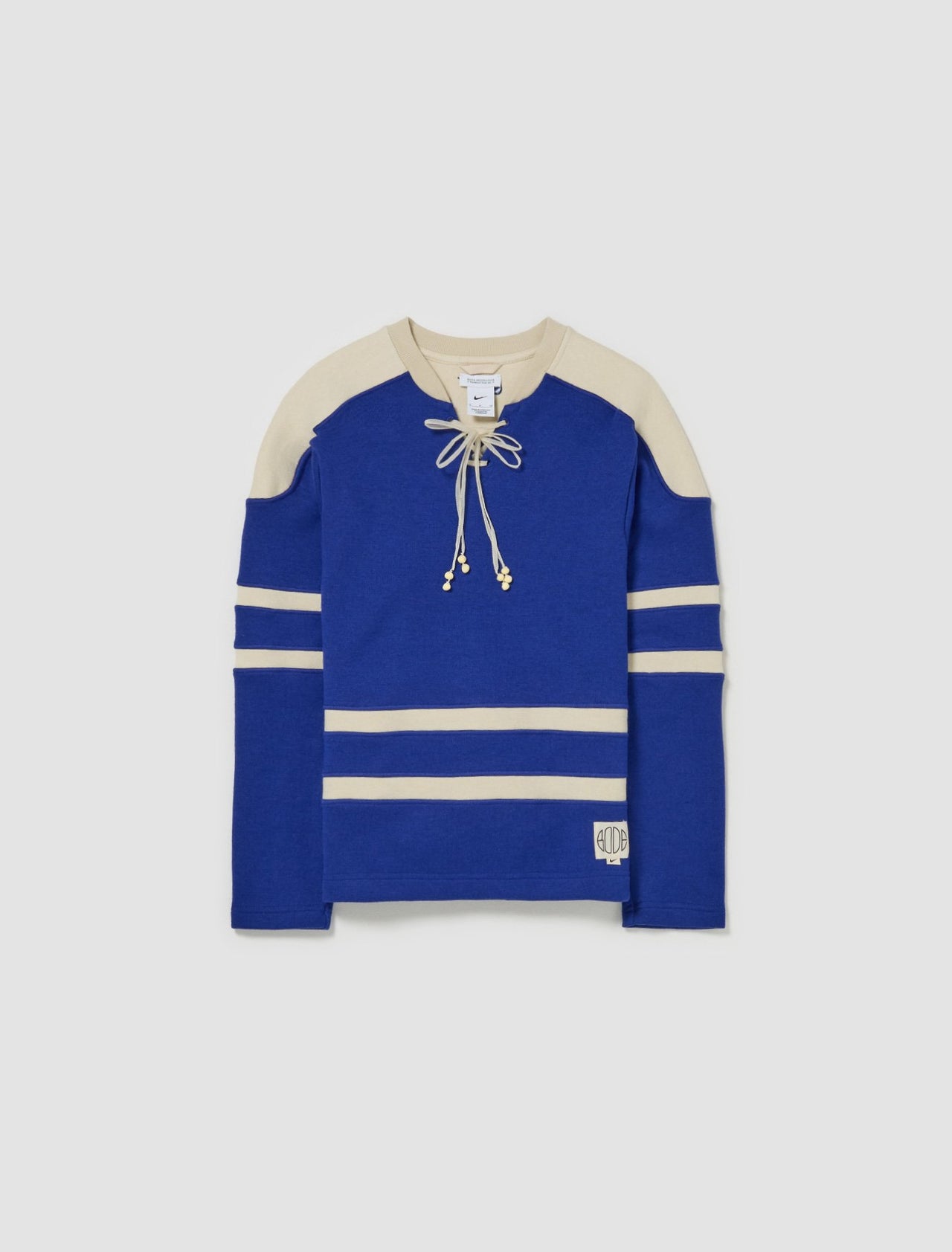 x Bode Lacing Knit Sweatshirt in Deep Royal Blue