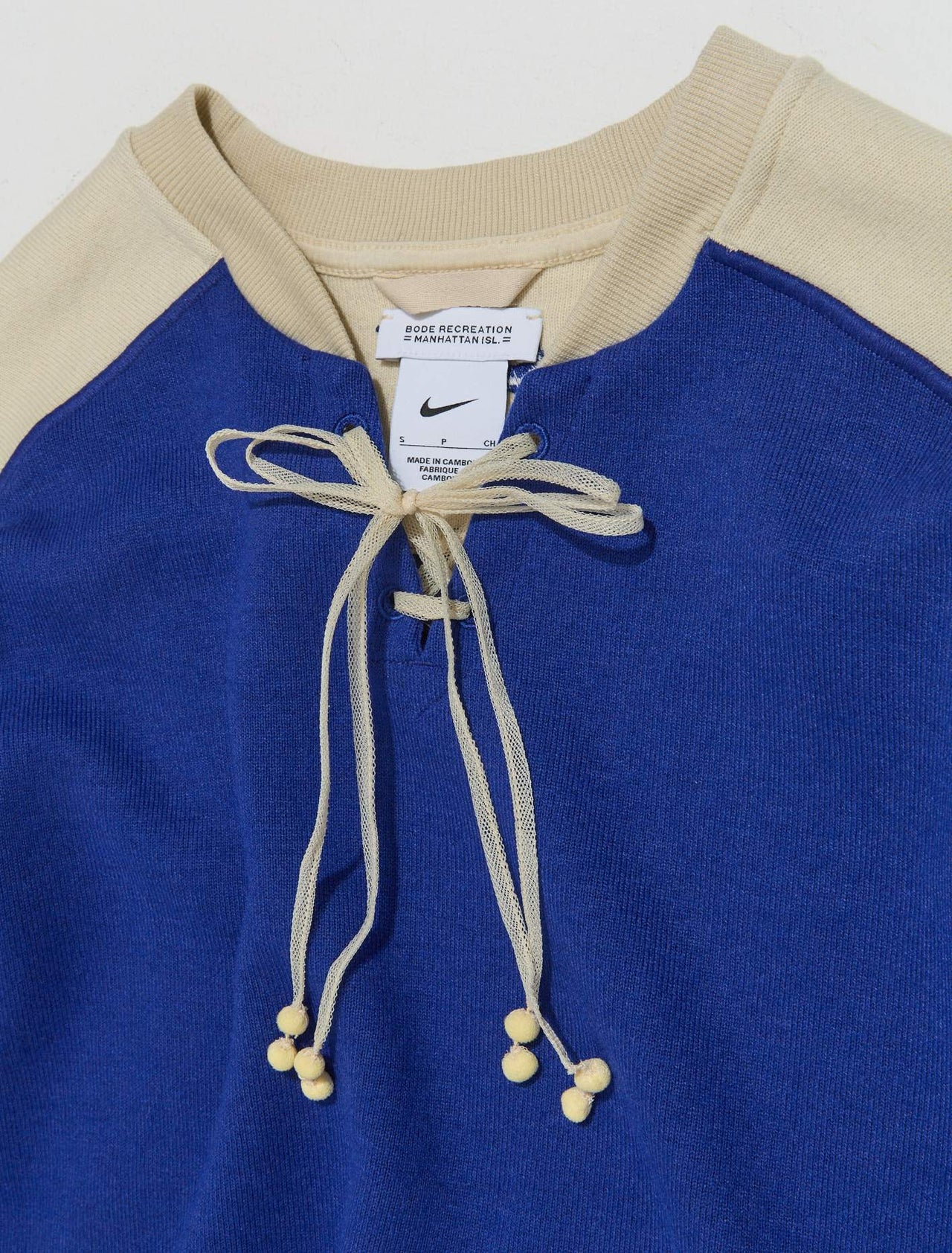 x Bode Lacing Knit Sweatshirt in Deep Royal Blue