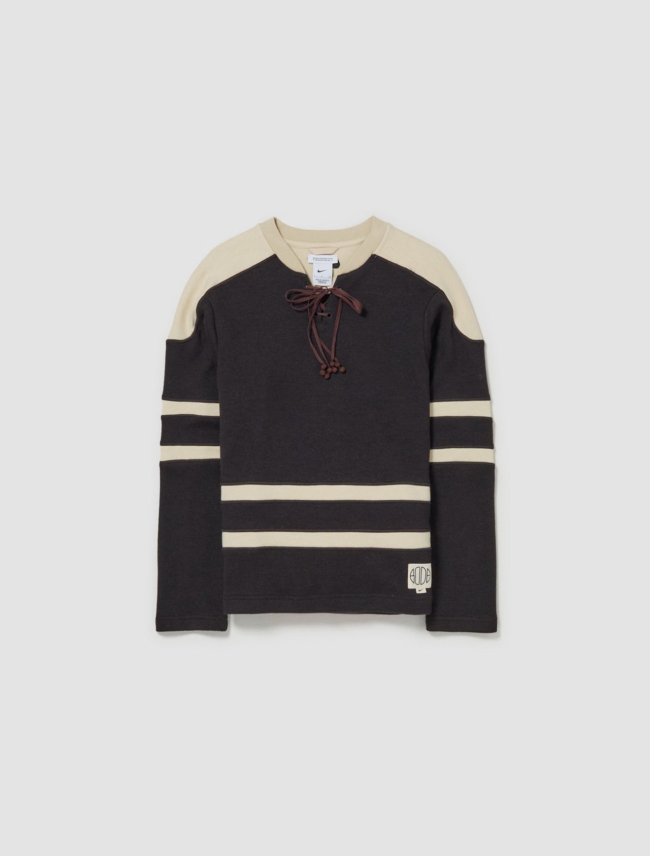 x Bode Lacing Knit Sweatshirt in Shadow Brown