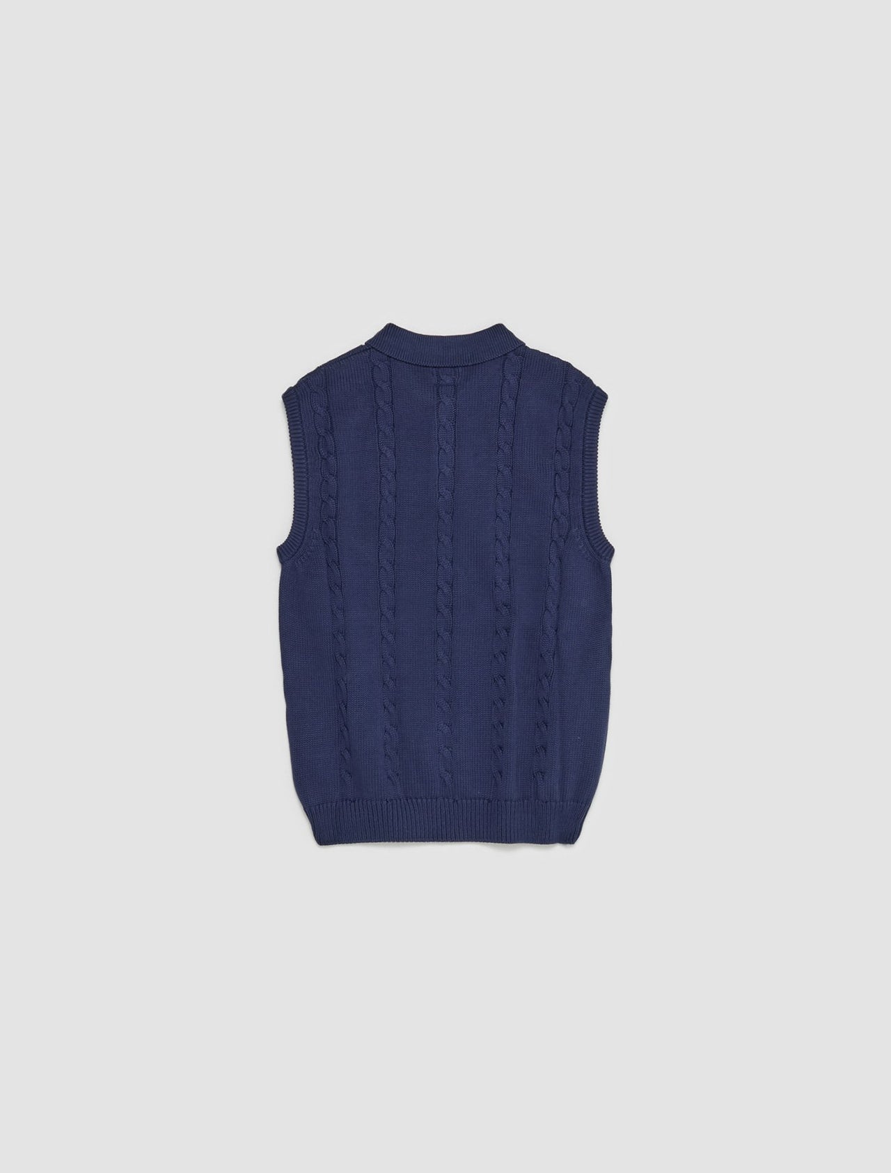 Cotton Cable Sweater Vest in Navy