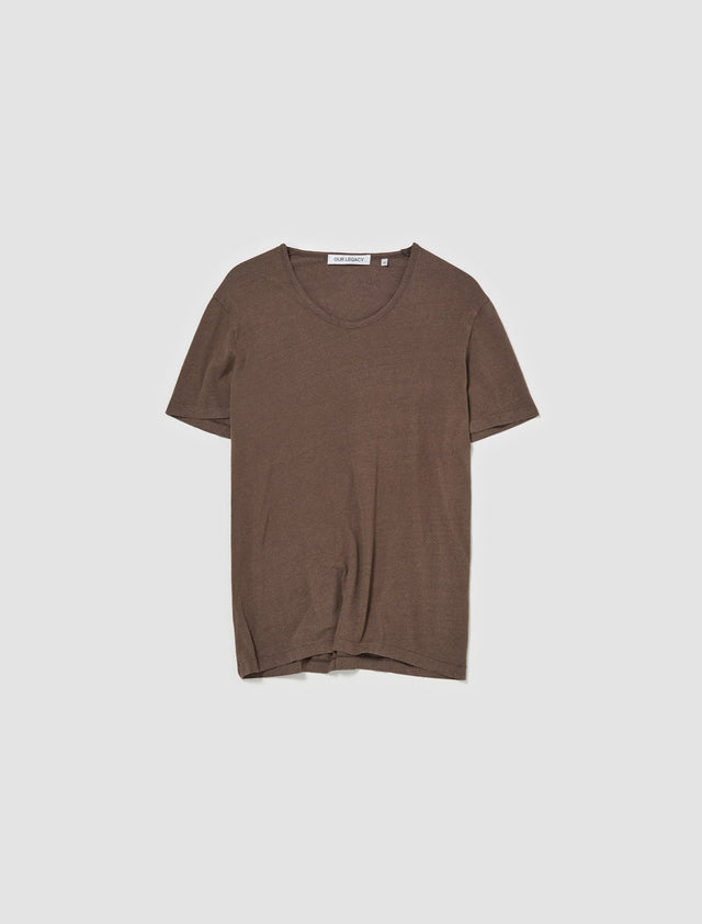 U-Neck Cotton Silk T-Shirt in Washed Charcoal