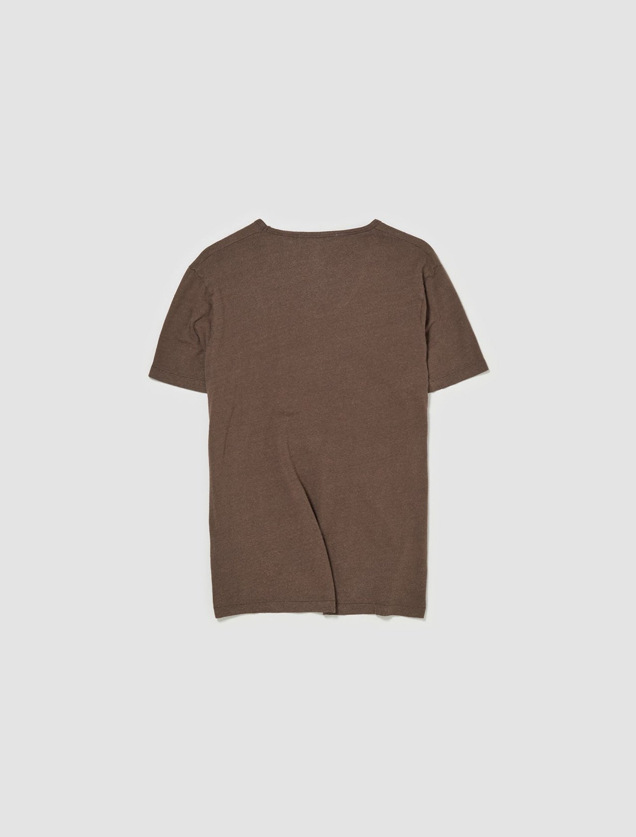 U-Neck Cotton Silk T-Shirt in Washed Charcoal