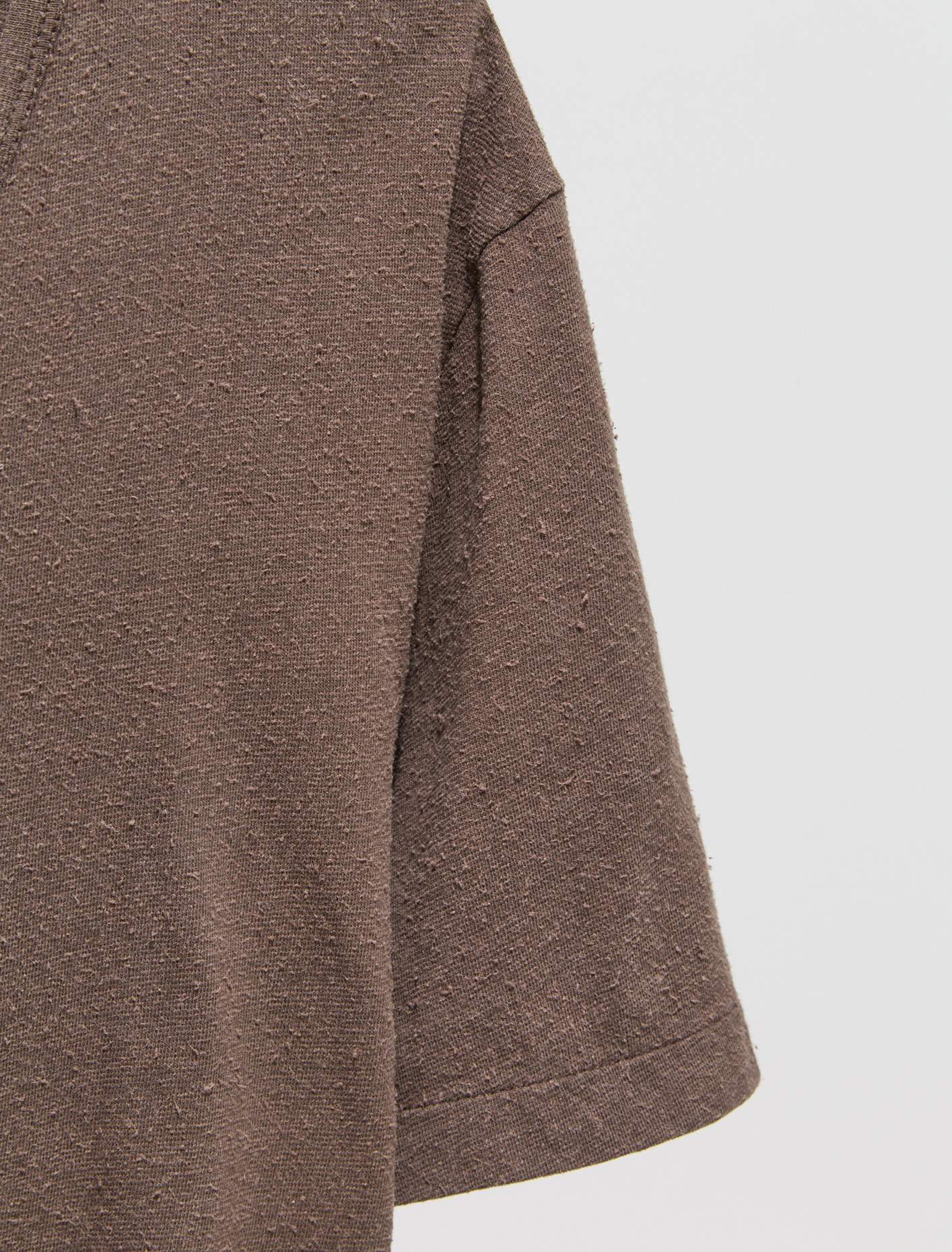 U-Neck Cotton Silk T-Shirt in Washed Charcoal