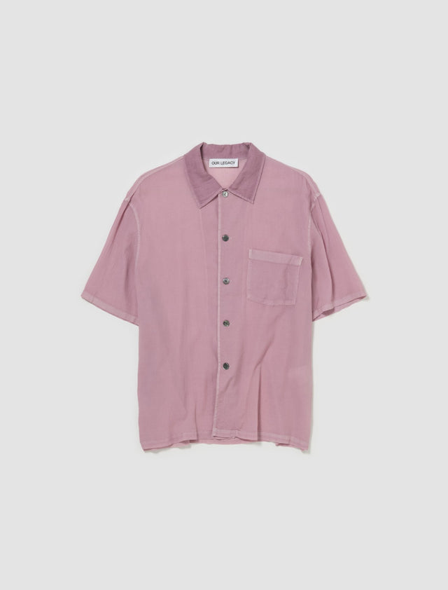 Box Shortsleeve Shirt in Dusty Lilac Coated Voile