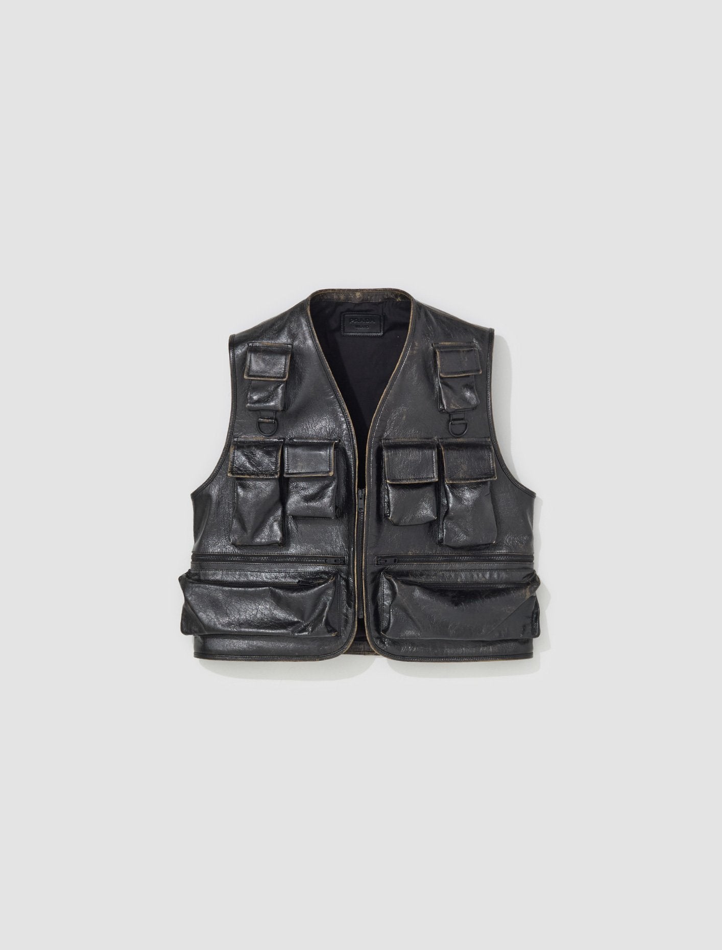 Leather Vest with Pockets in Black