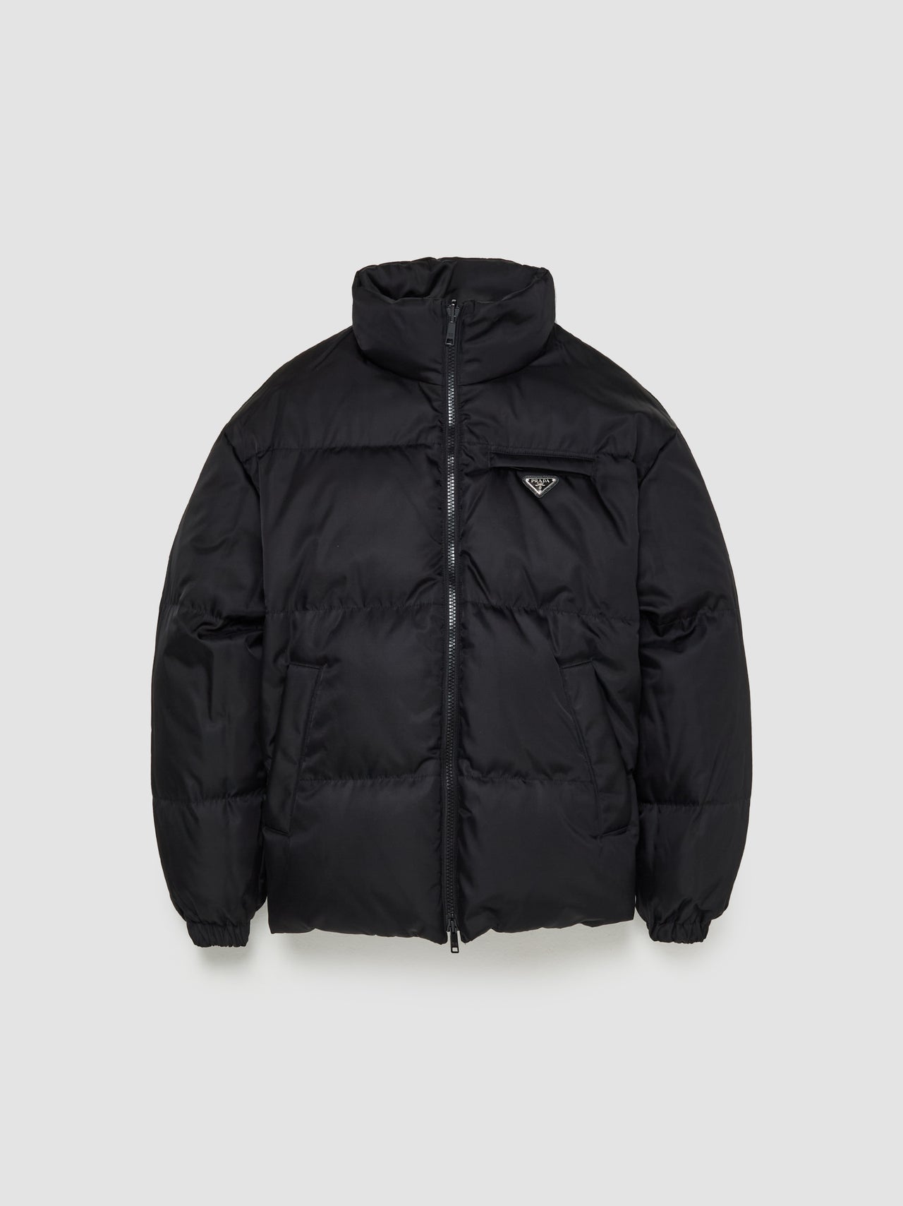 Re-Nylon Mid-Length Down Jacket in Black