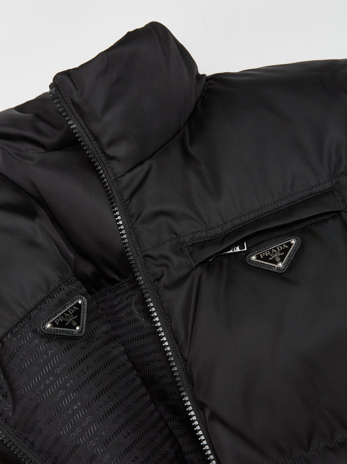 Re-Nylon Mid-Length Down Jacket in Black