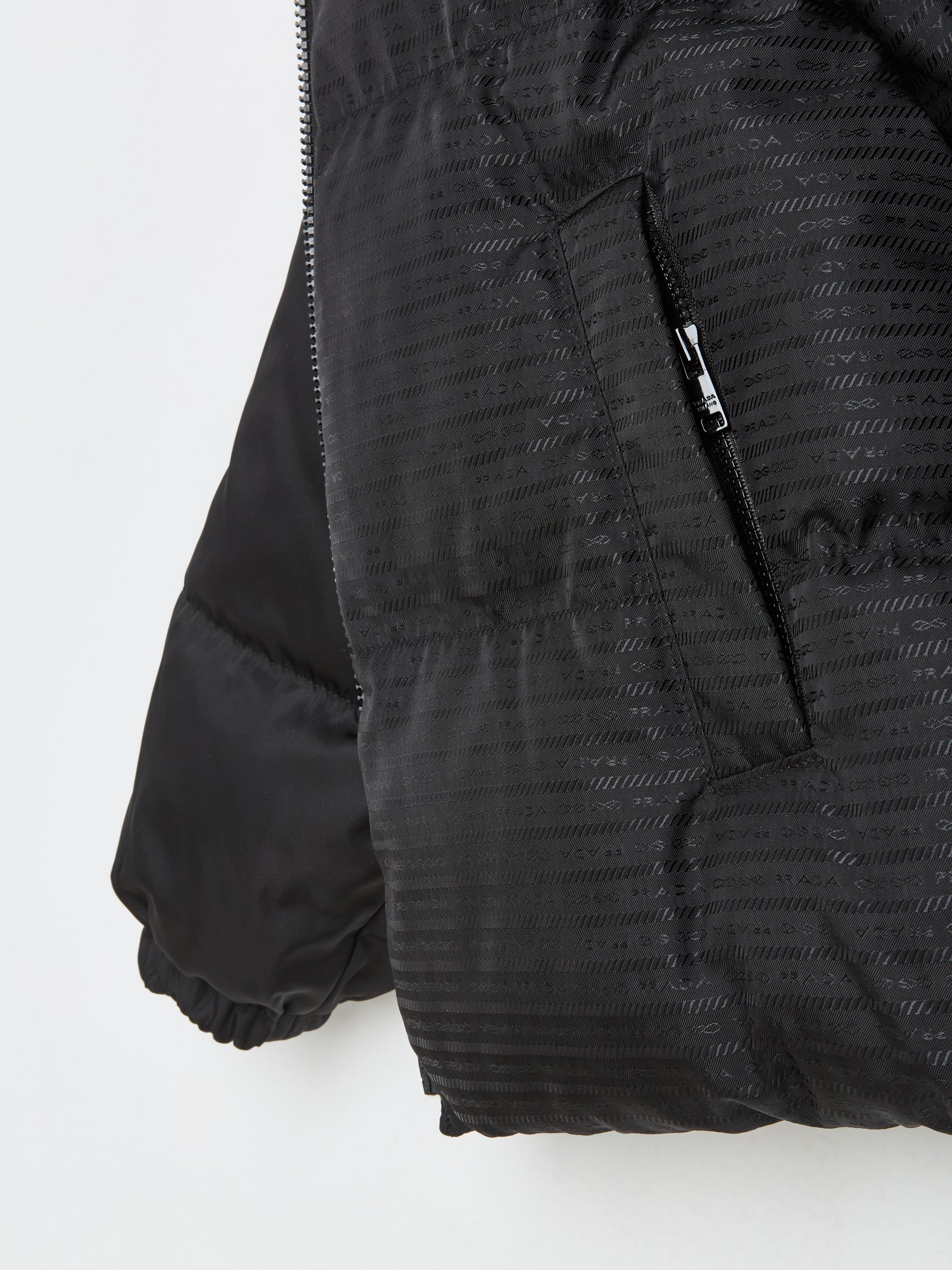 Re-Nylon Mid-Length Down Jacket in Black