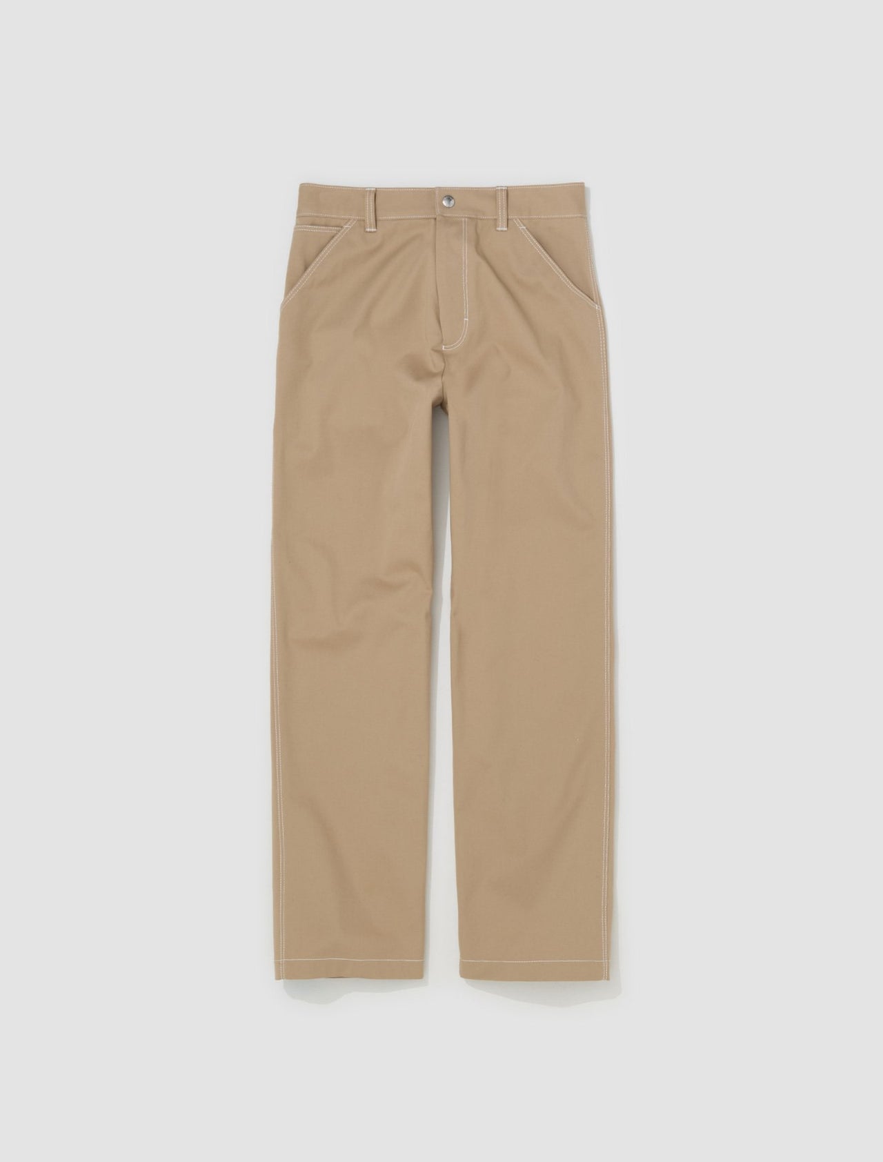 Gabardine Straight Leg Trousers in Khaki