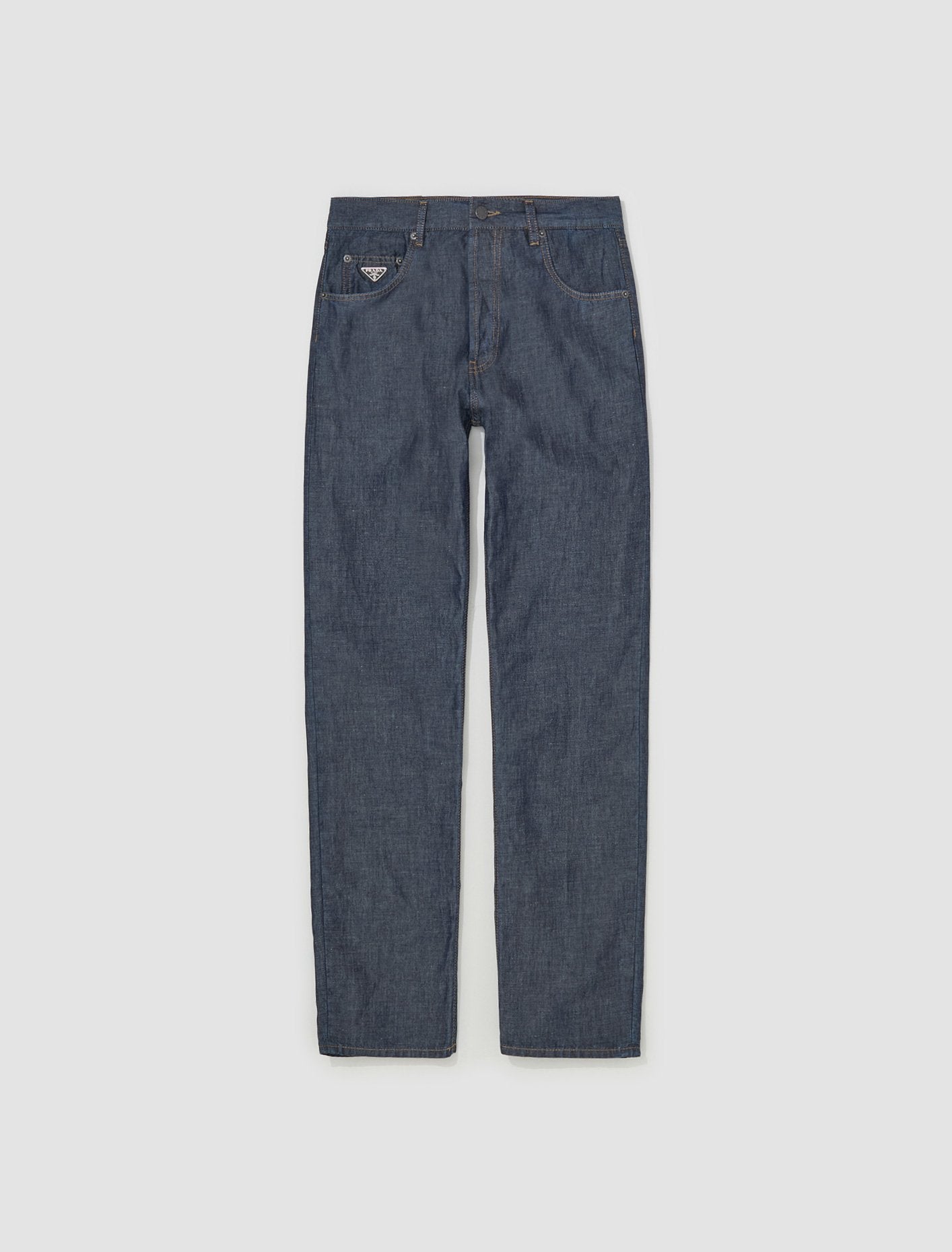 Five-Pocket Chambray Trousers in Blue