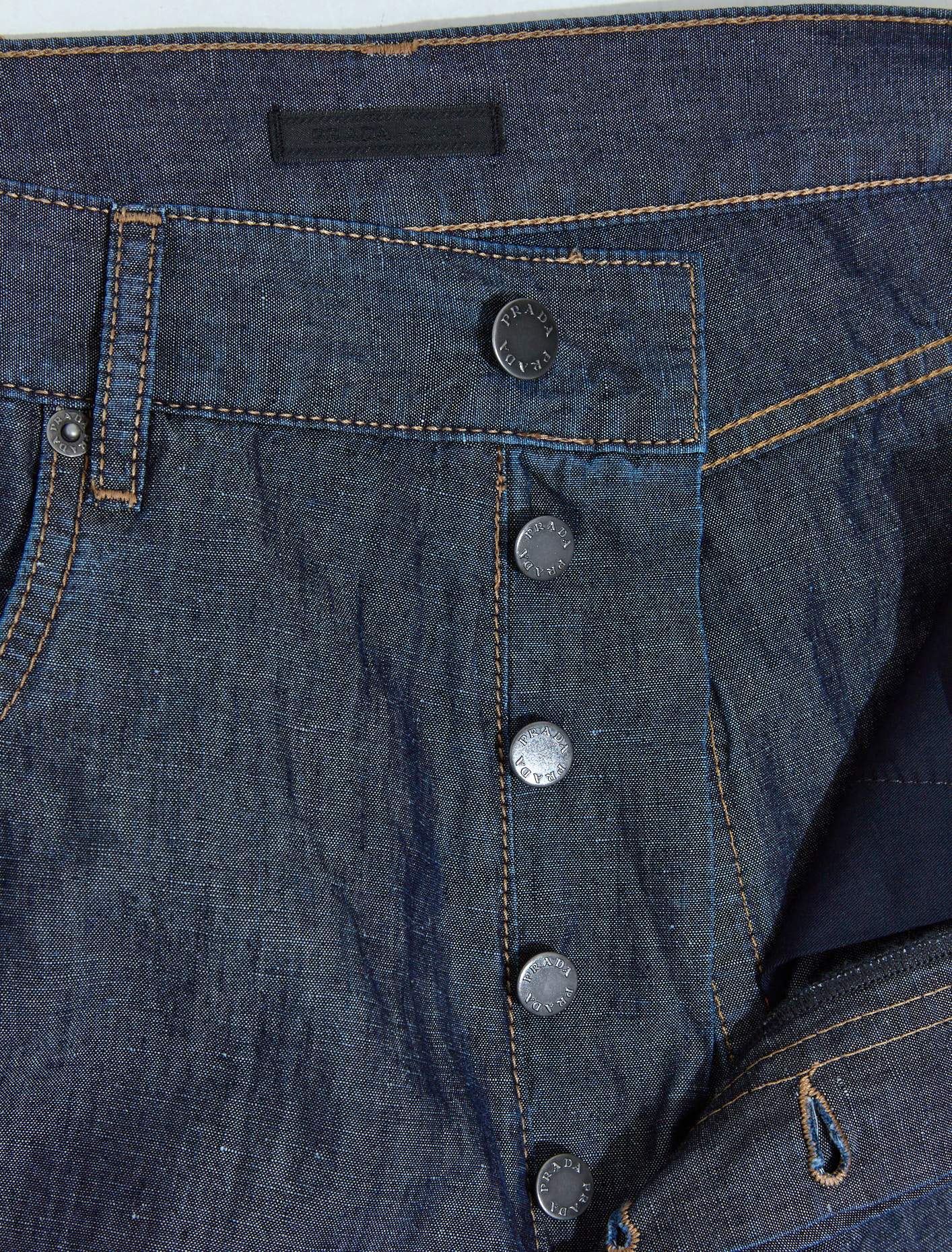 Five-Pocket Chambray Trousers in Blue