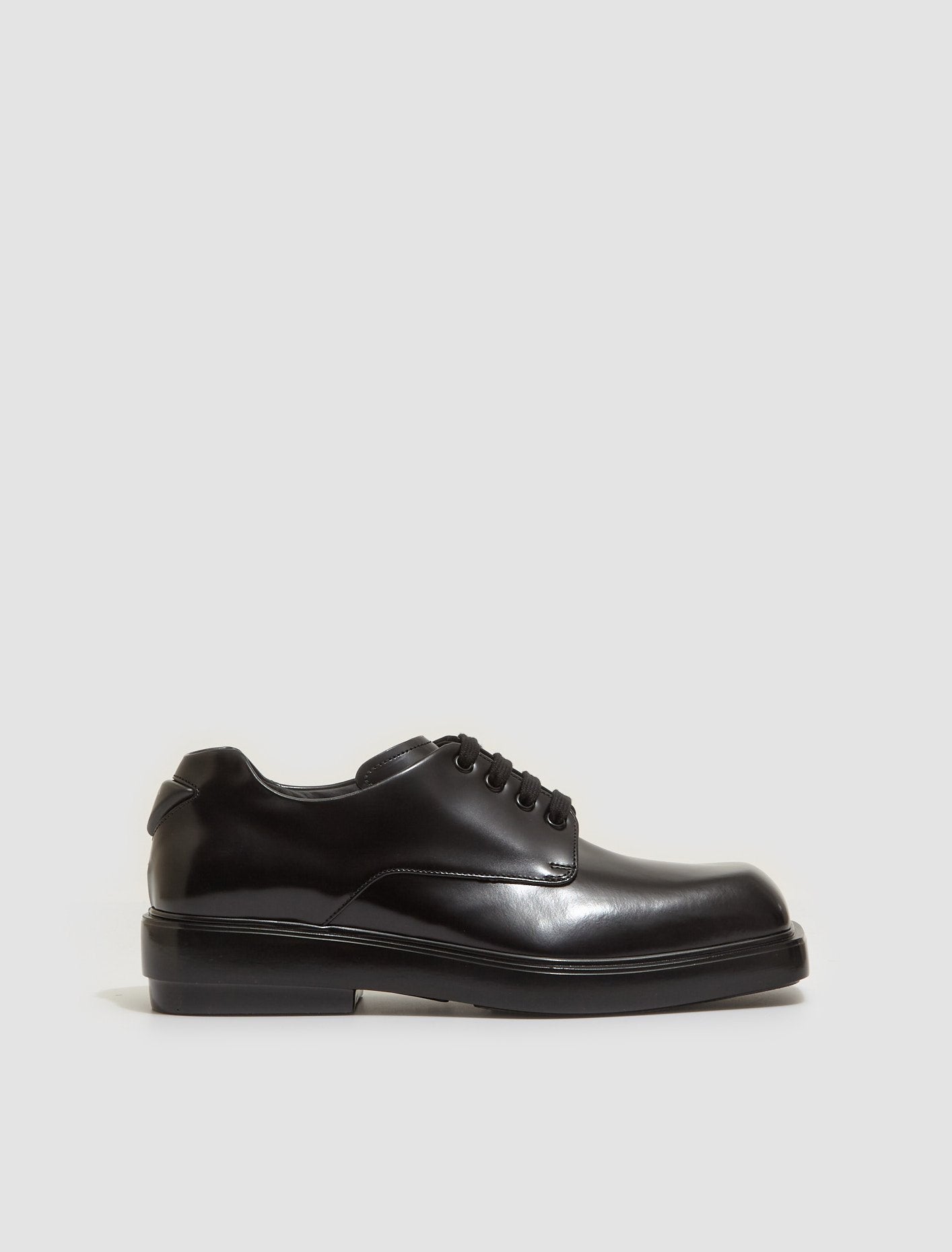 Brushed Leather Derby Shoes in Black