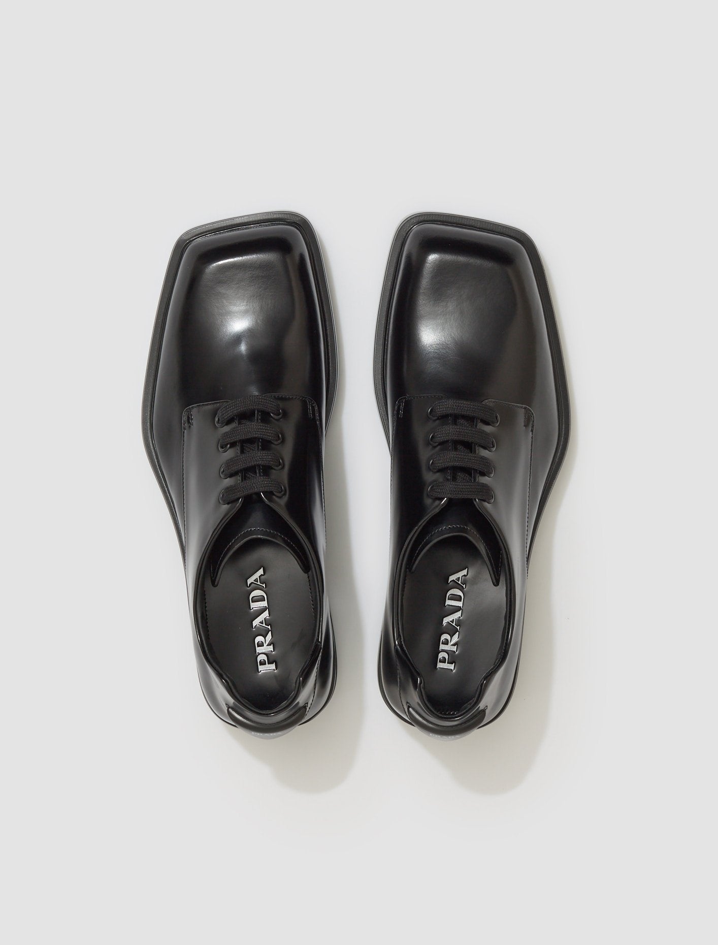 Brushed Leather Derby Shoes in Black