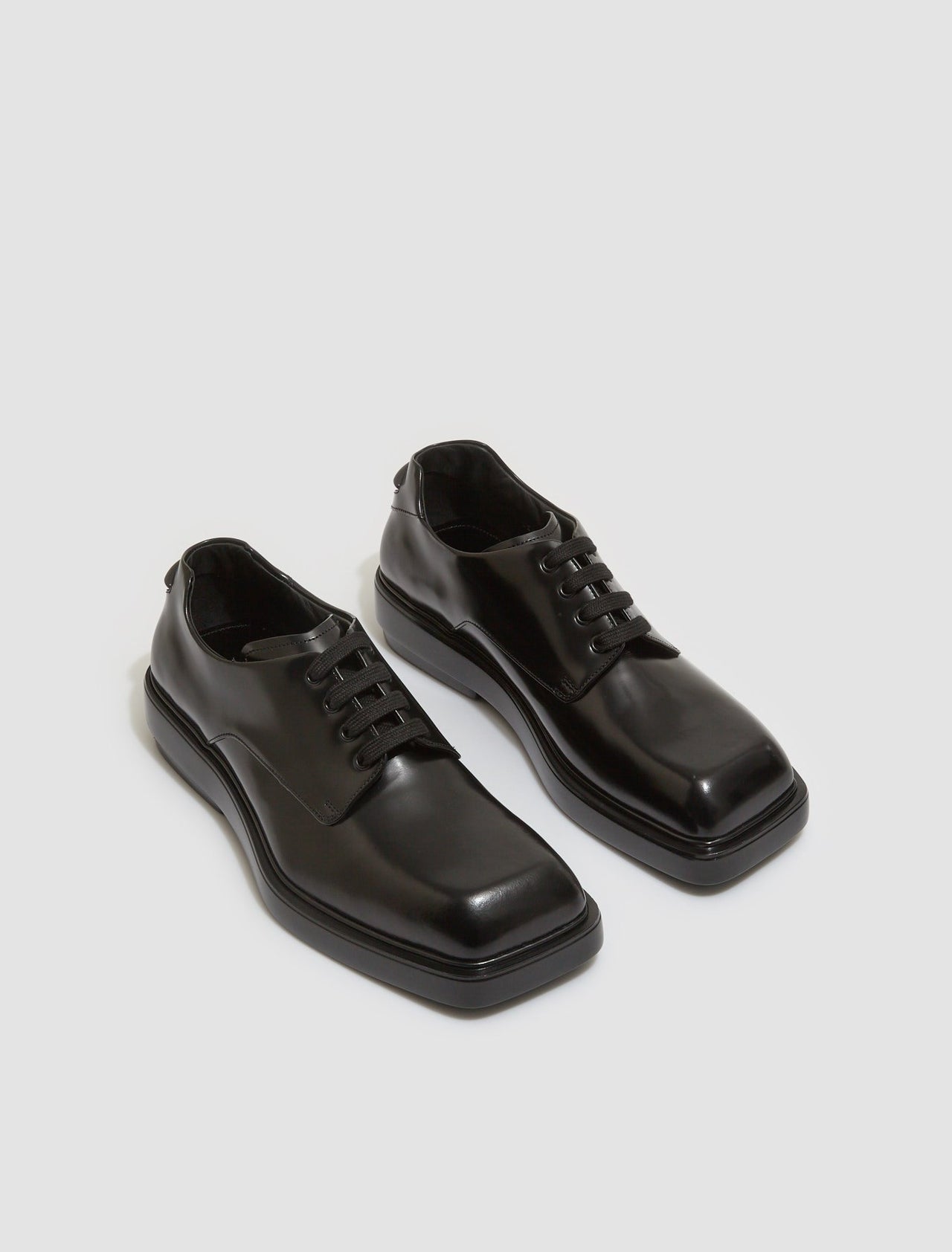 Brushed Leather Derby Shoes in Black