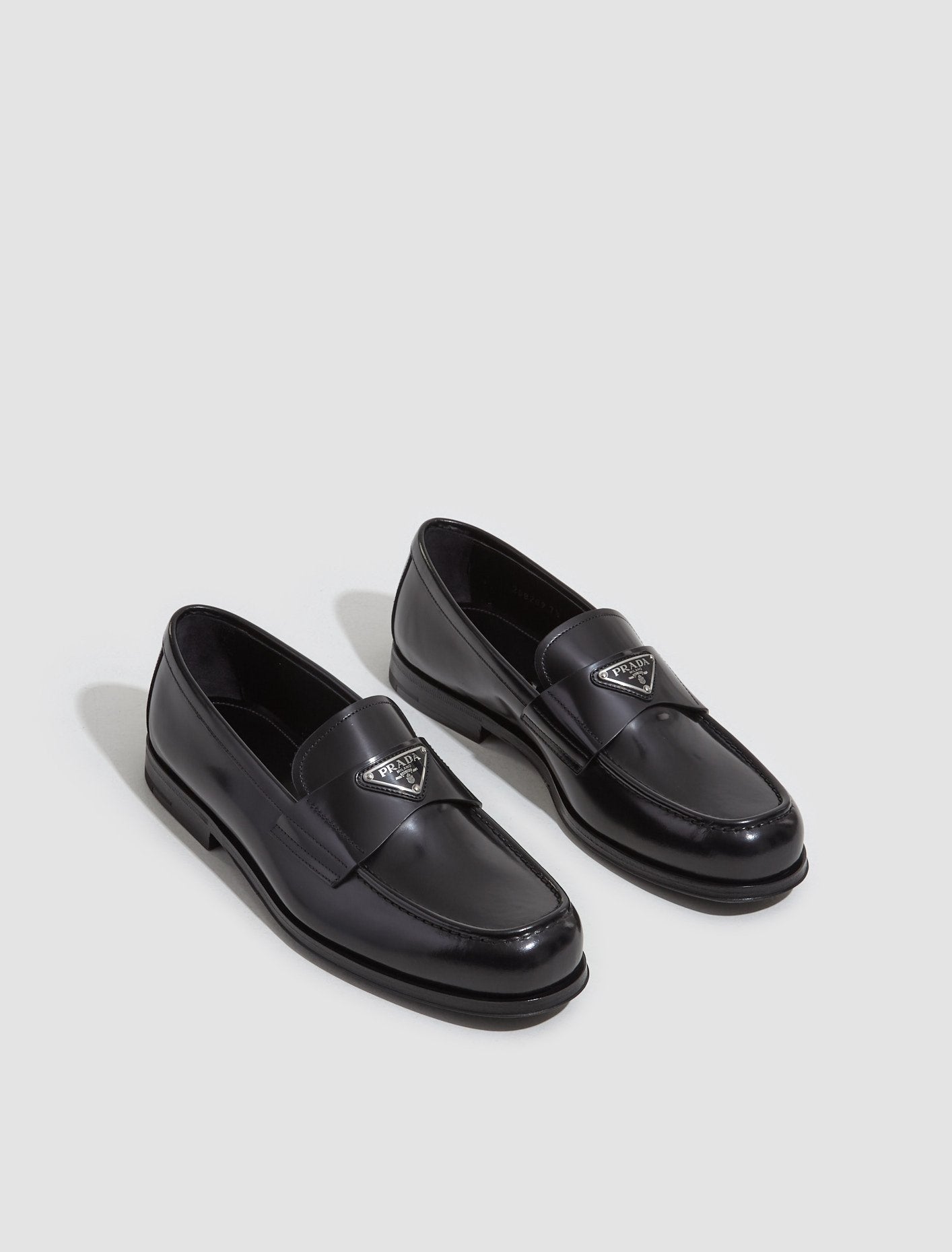 Prada Men's Brushed Leather Loafers in Black 2DB209_055_F0002