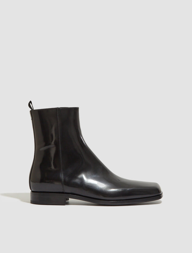 Brushed Leather Boots in Black