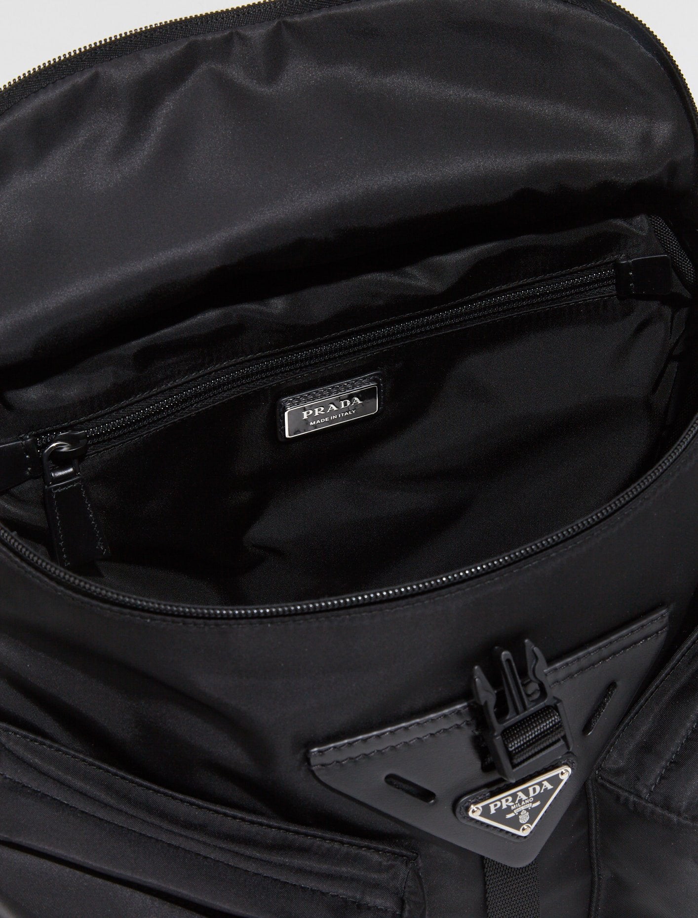 Re-Nylon and Leather Shoulder Bag in Black