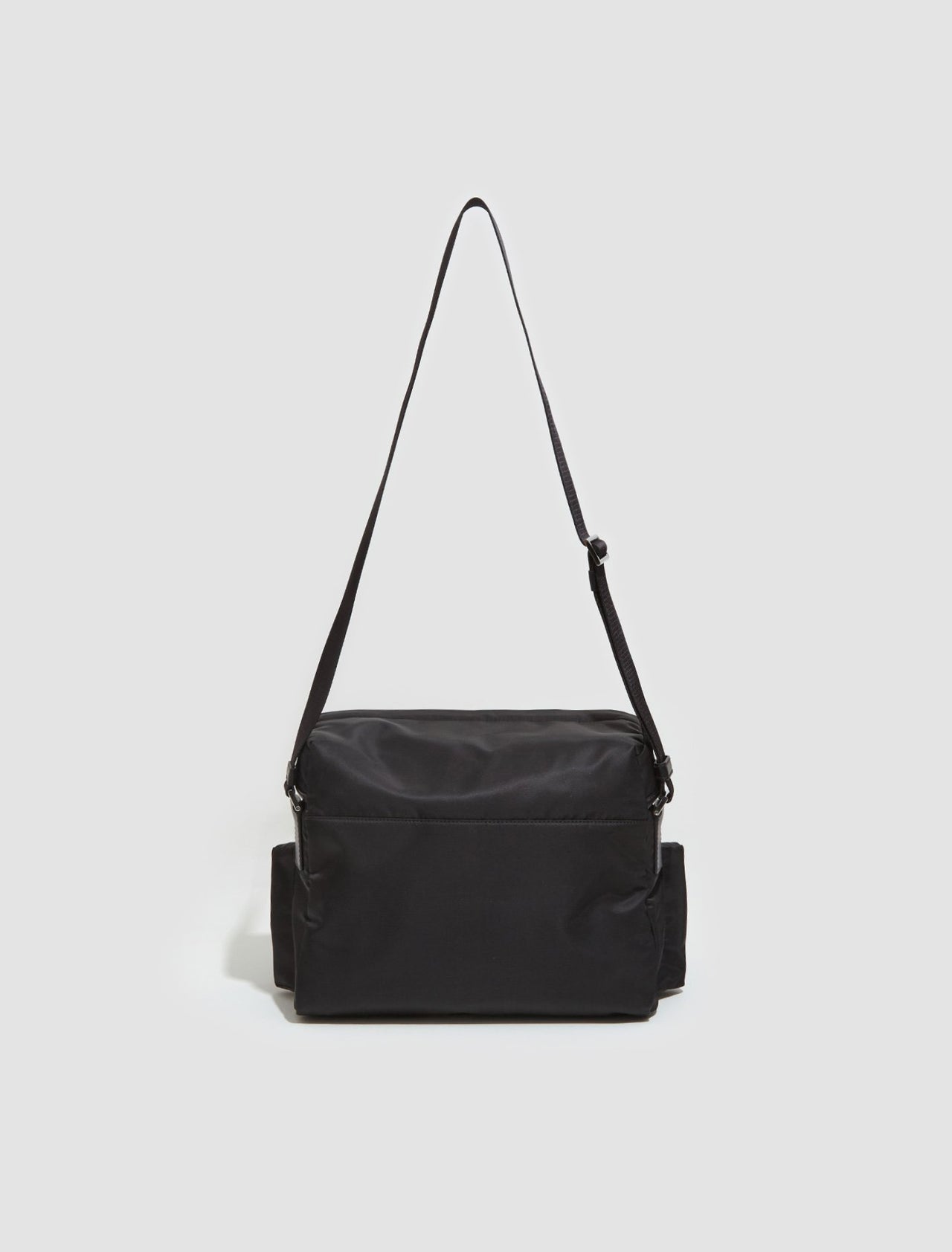 Re-Nylon and Leather Shoulder Bag in Black