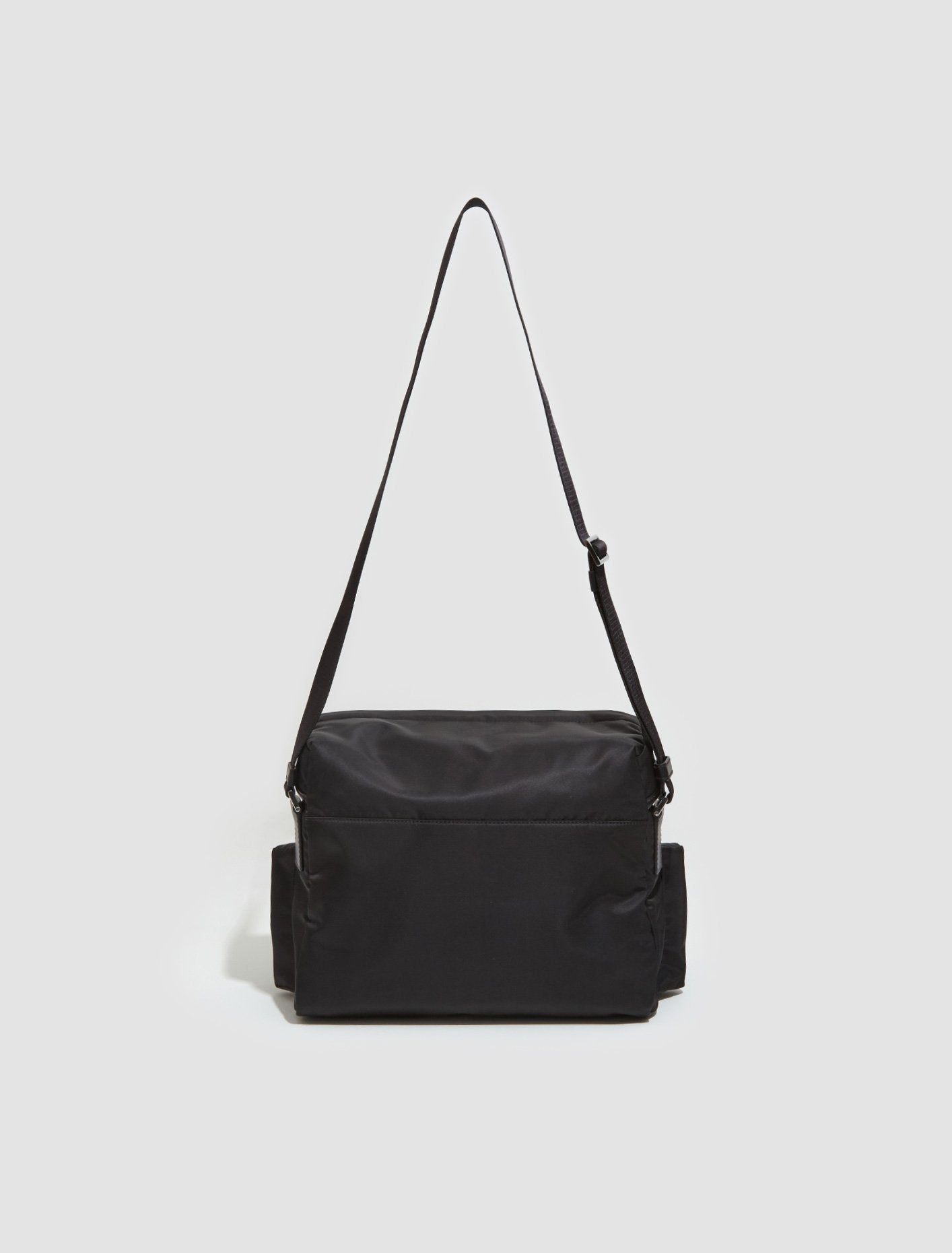 Re-Nylon and Leather Shoulder Bag in Black