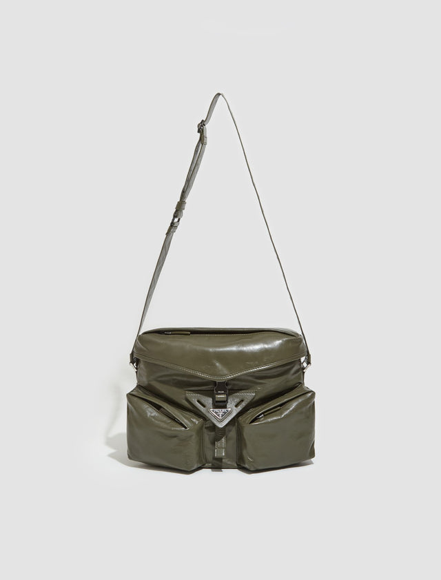 Leather Shoulder Bag in Loden Green