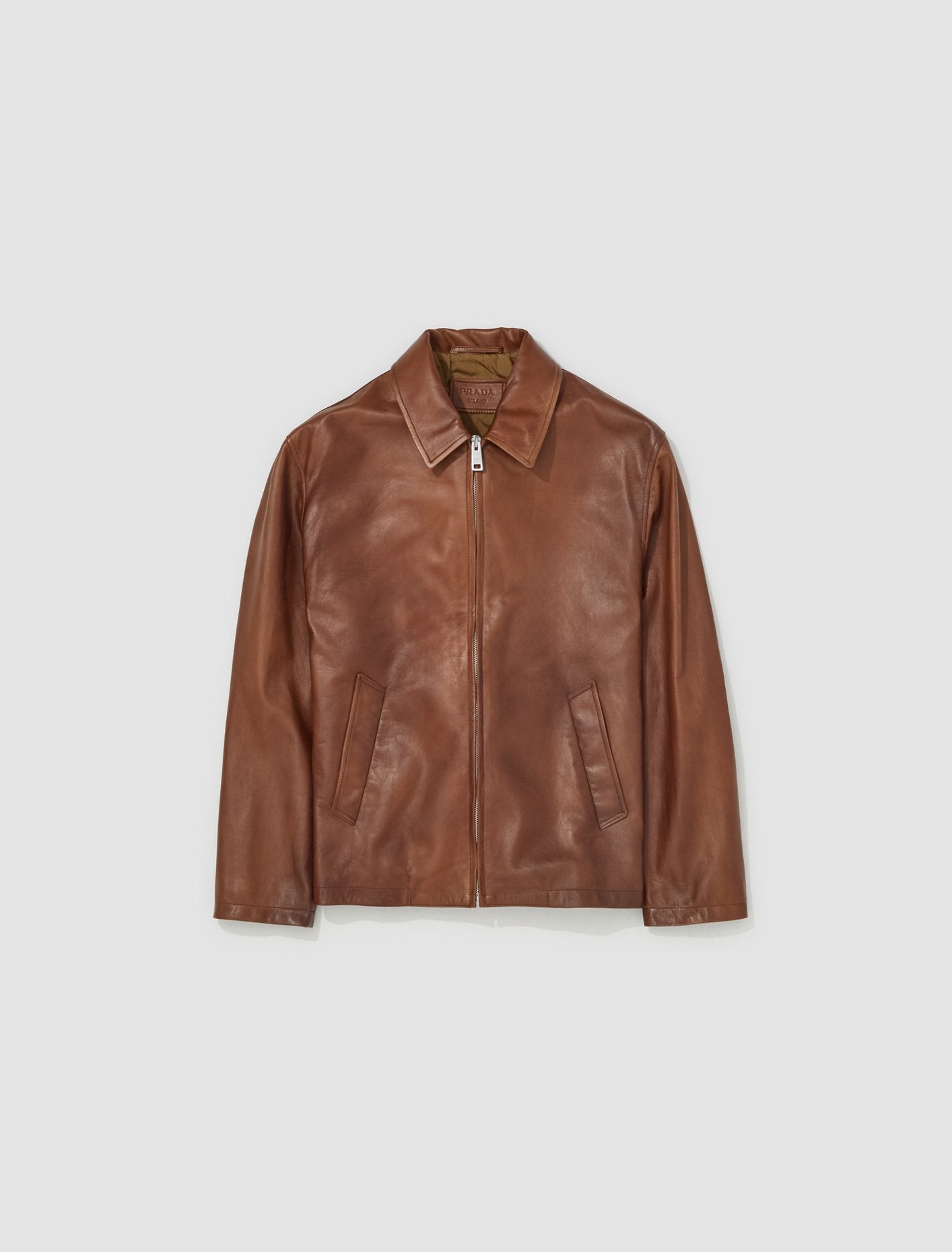 Leather Zip-Up Jacket in Rosewood