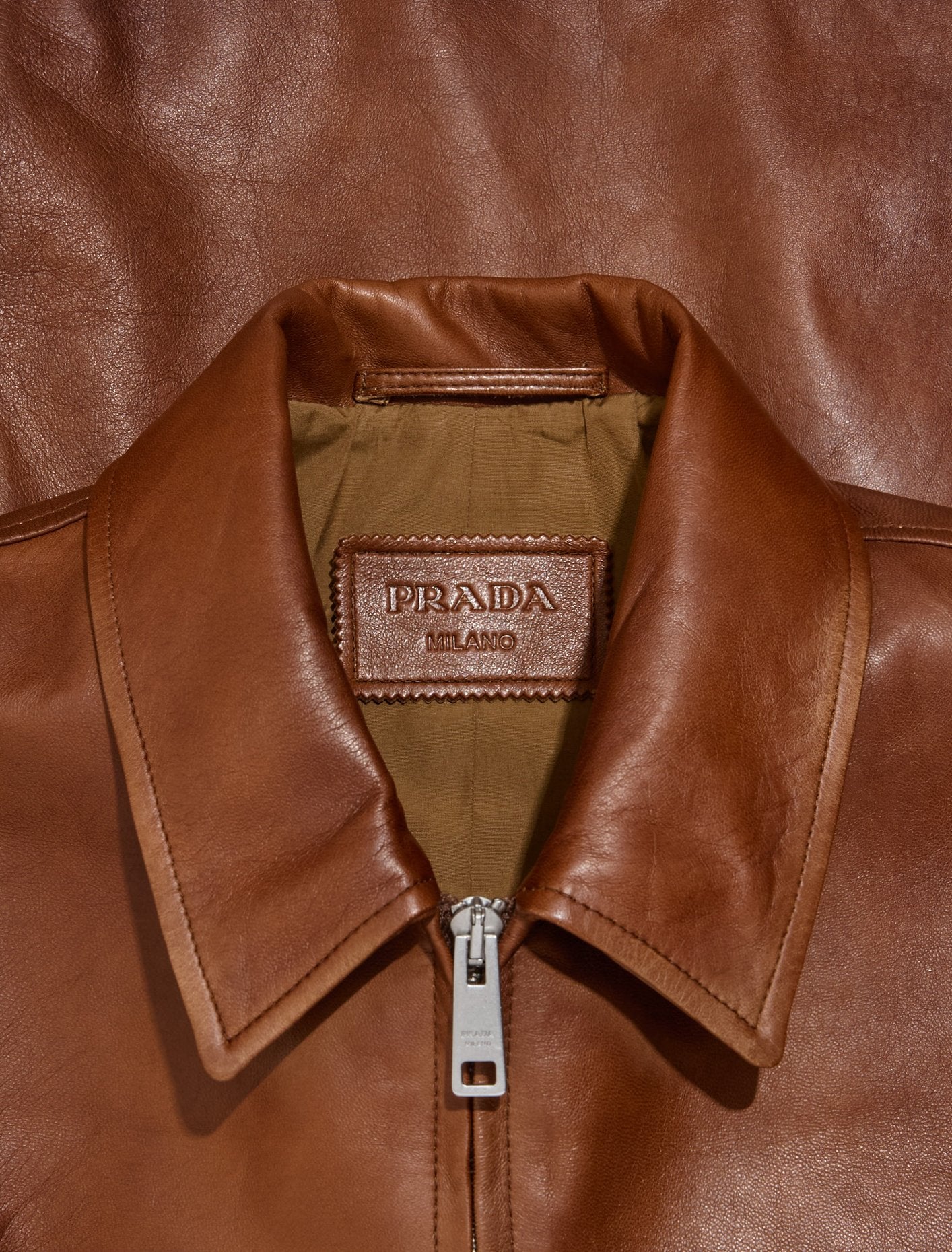 Leather Zip-Up Jacket in Rosewood