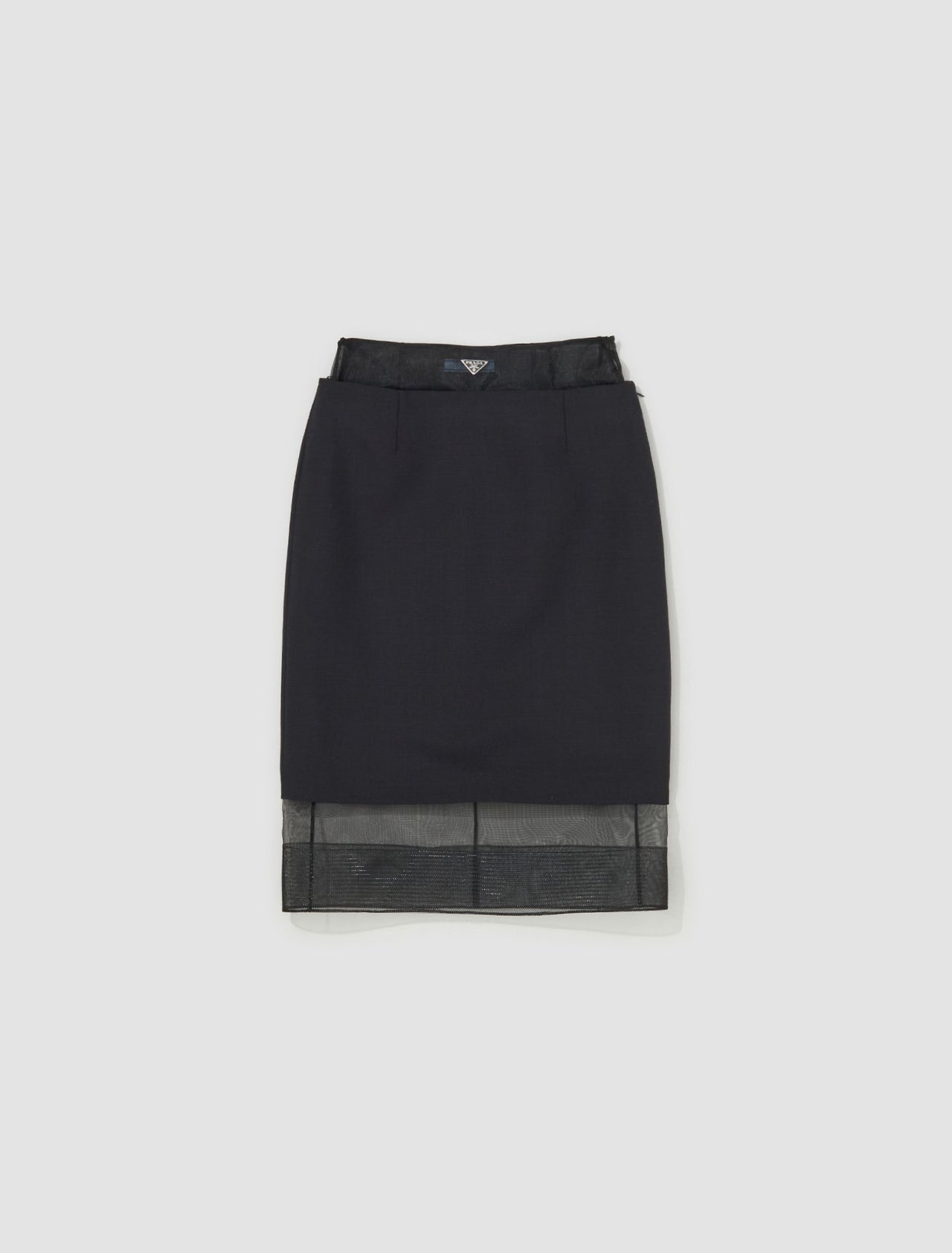 Wool and Crinoline Midi Skirt in Black