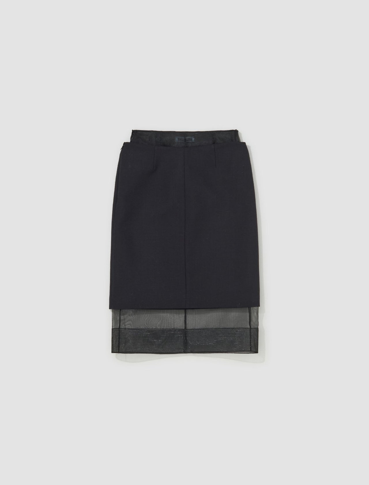 Wool and Crinoline Midi Skirt in Black