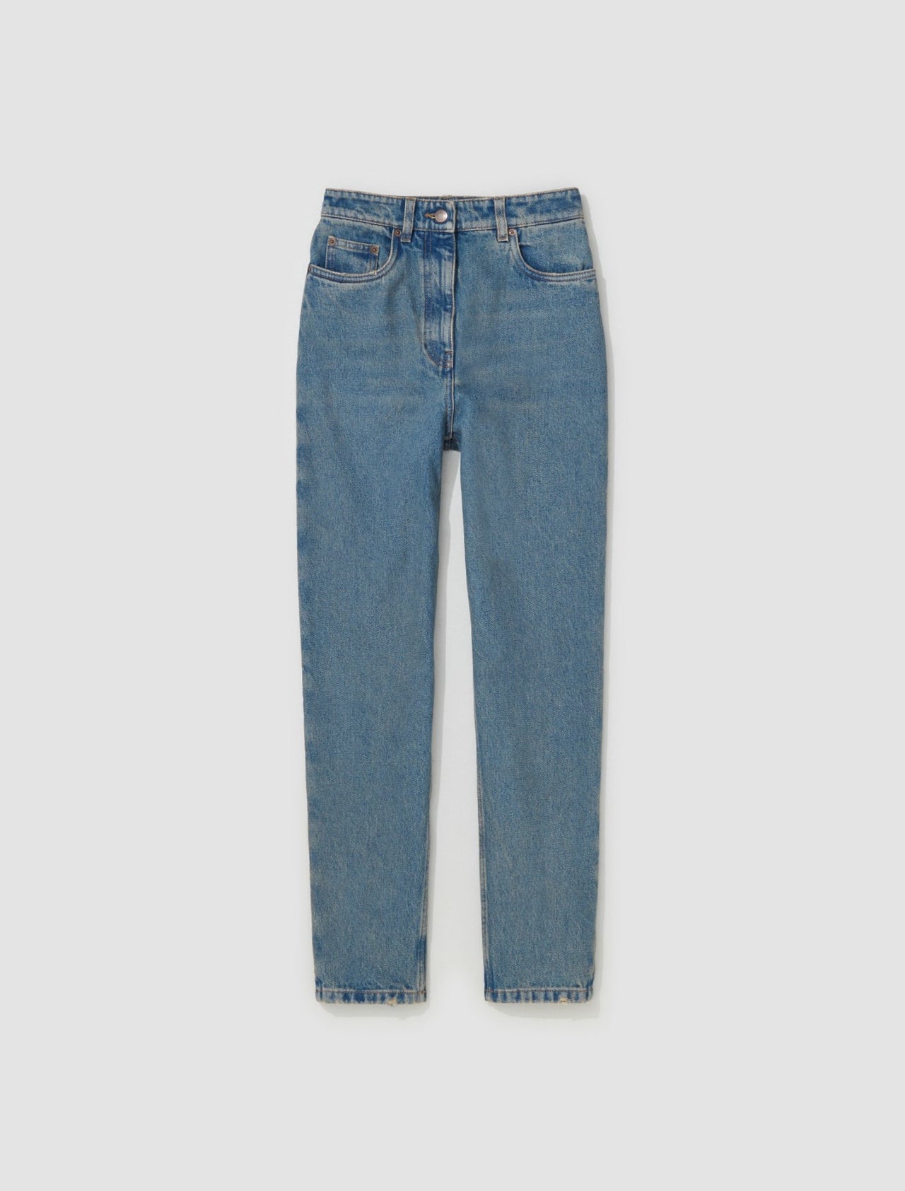 Washed Denim Pants in Mid Blue