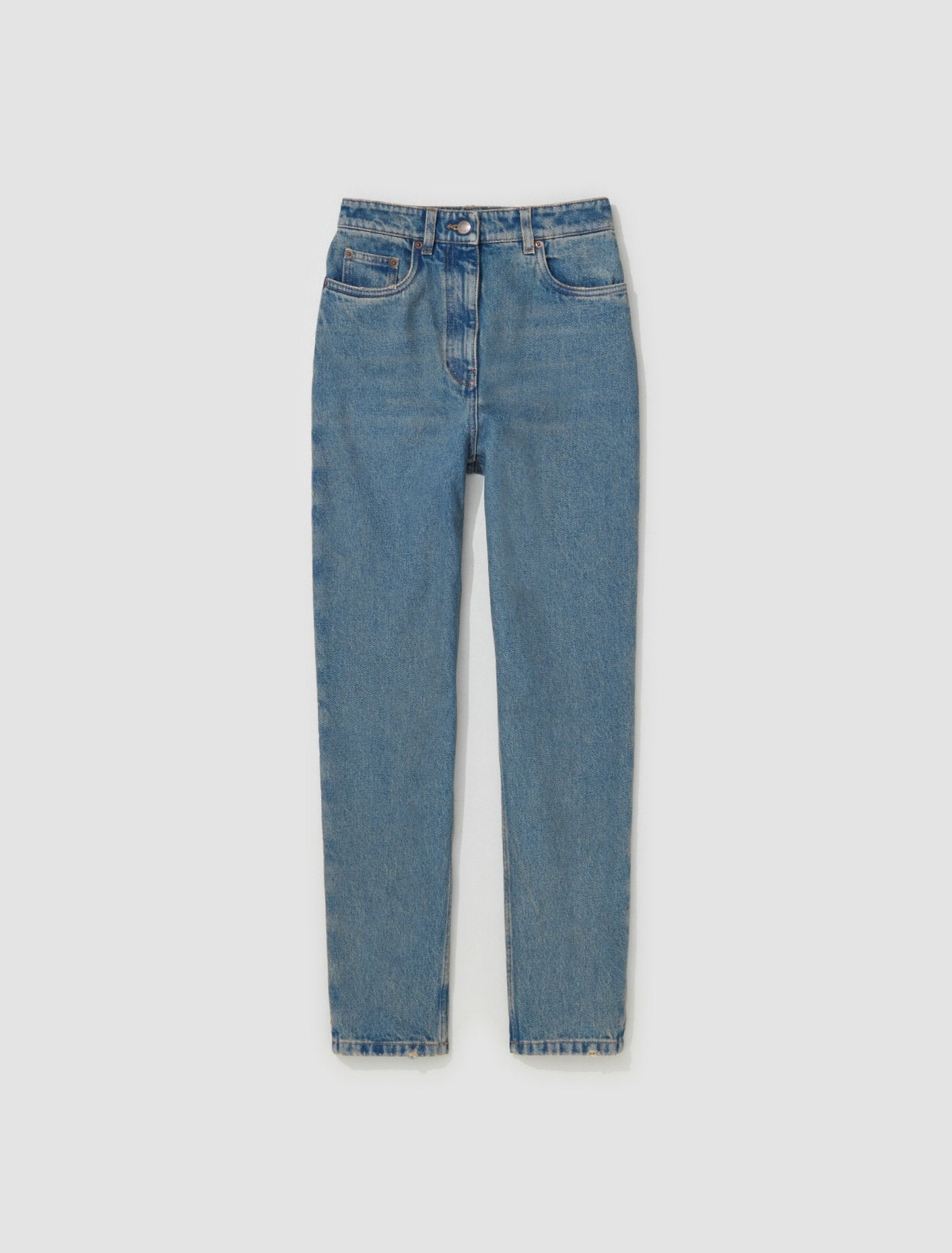 Washed Denim Pants in Mid Blue