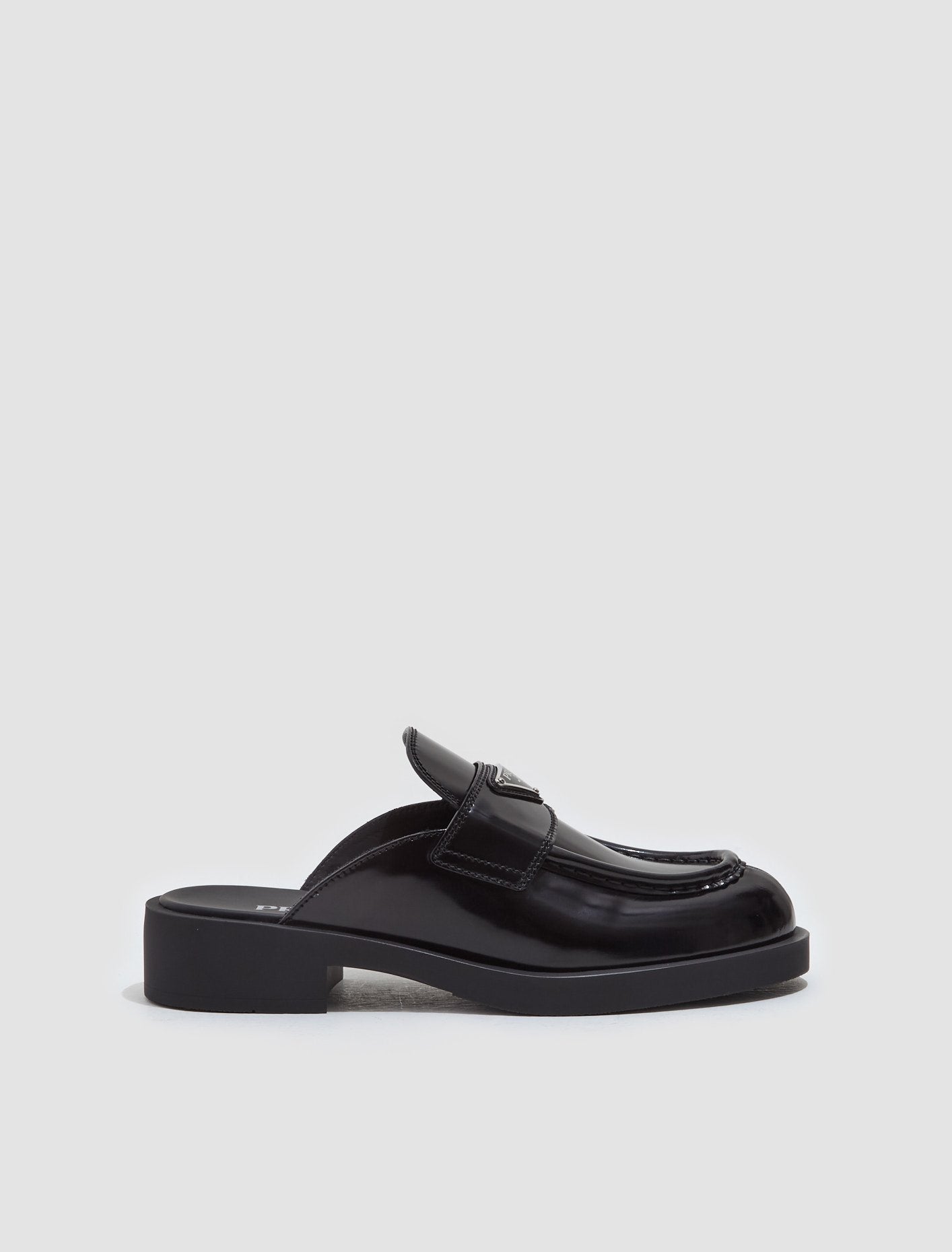Brushed Leather Mules in Black