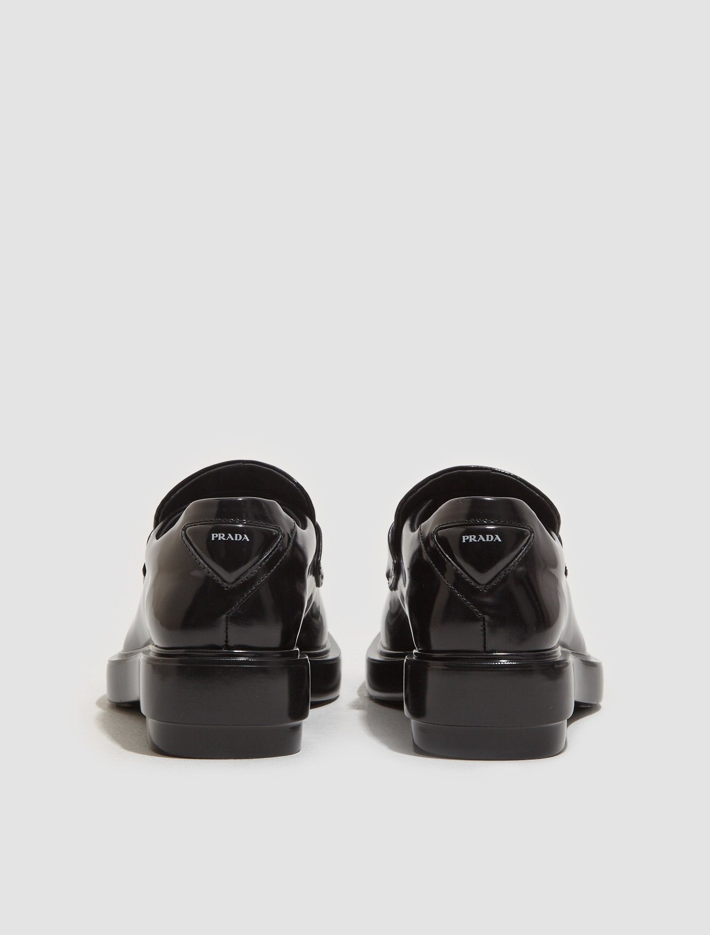 Prada Brushed Leather Square Toe Loafers in Black 1D499N_055_F0002