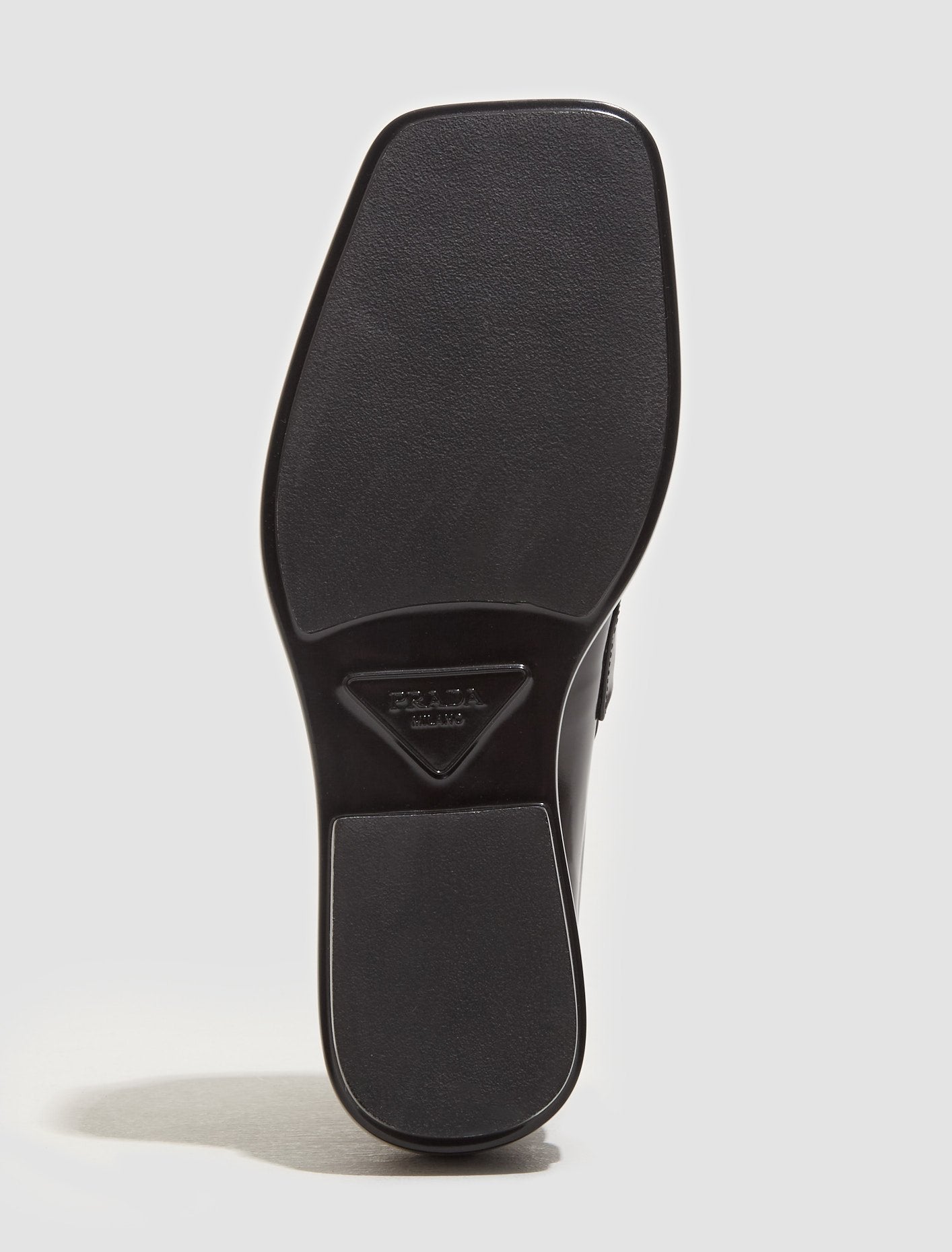 Brushed Leather Square Toe Loafers in Black