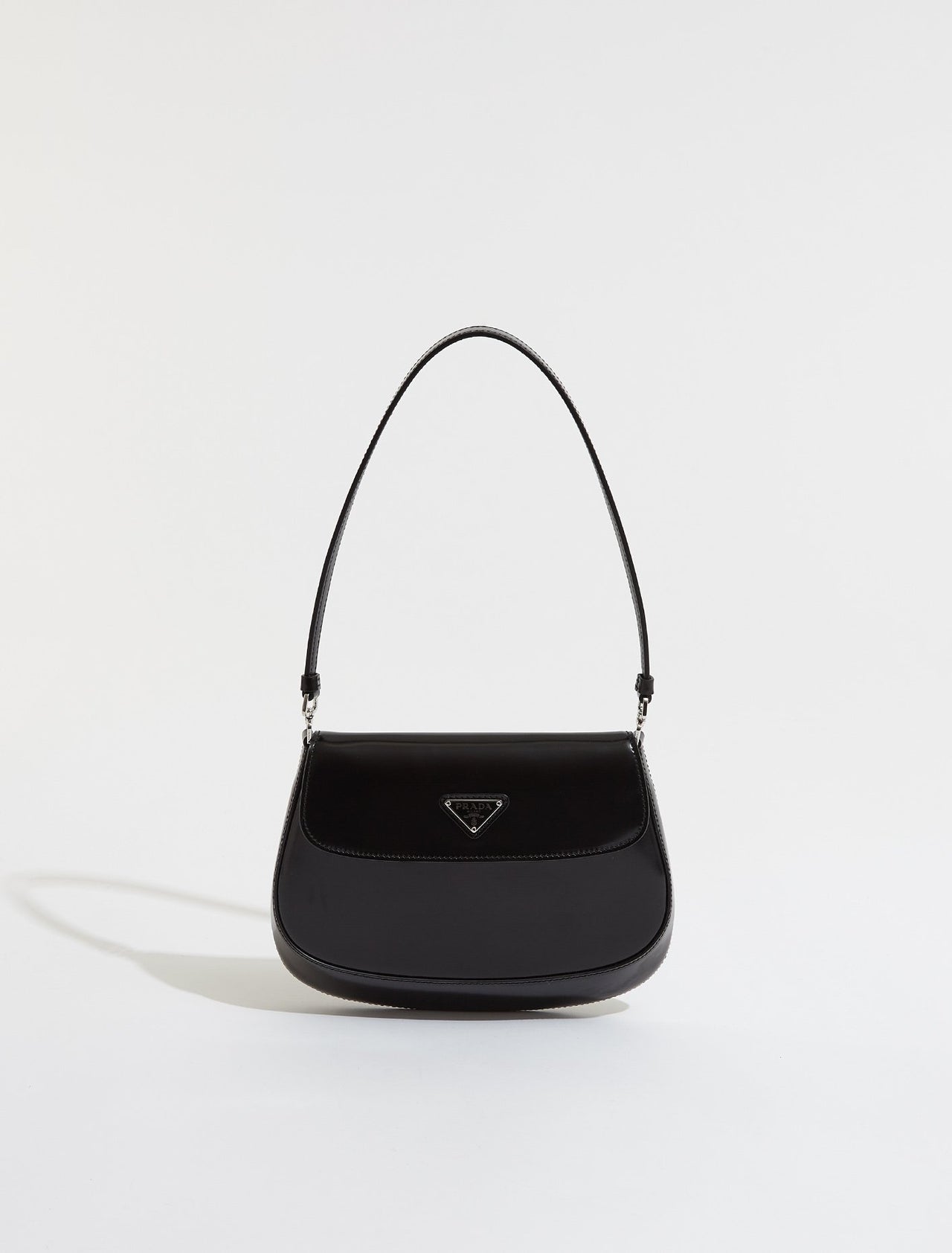 Cleo Brushed Leather Shoulder Bag With Flap in Black