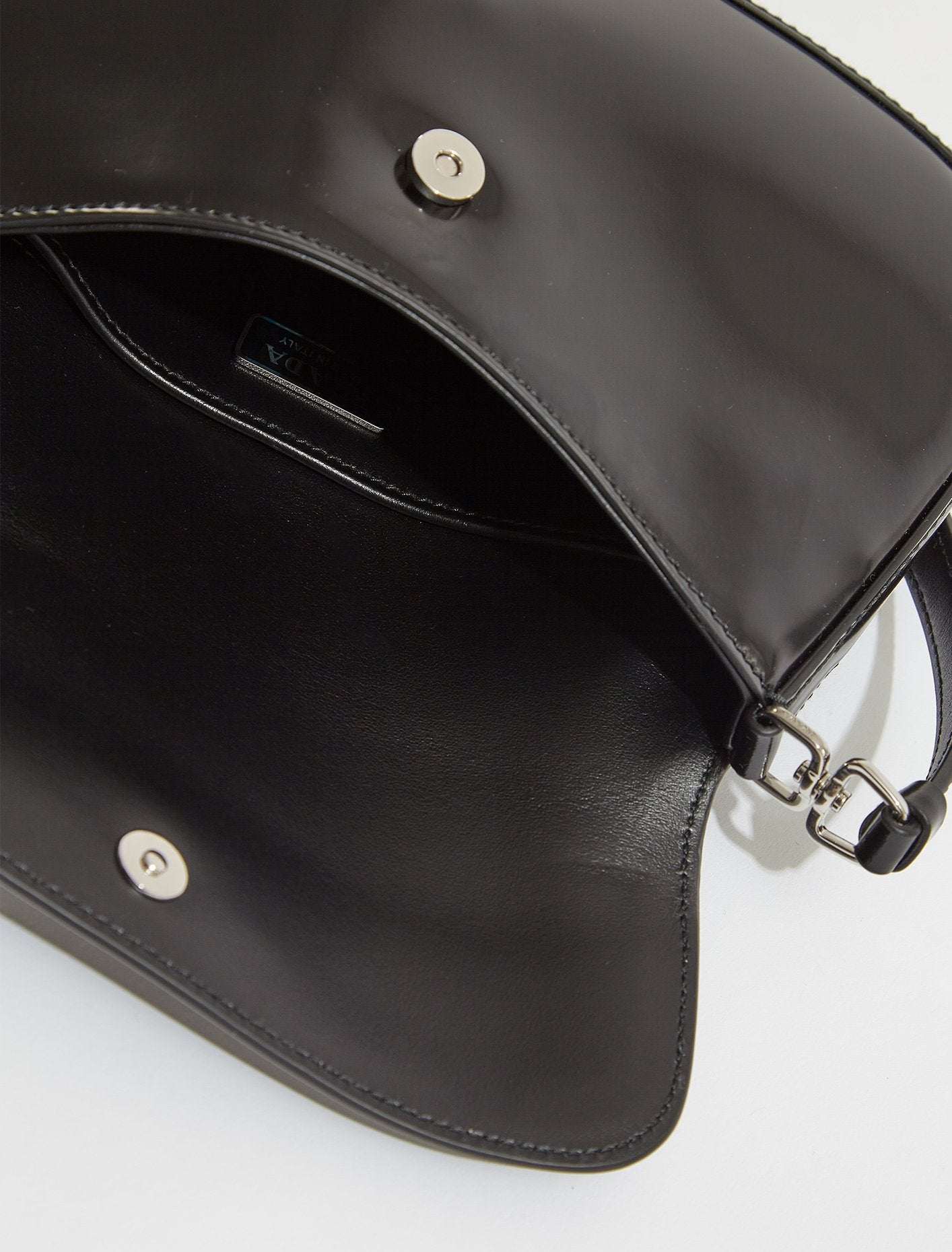 Cleo Brushed Leather Shoulder Bag With Flap in Black